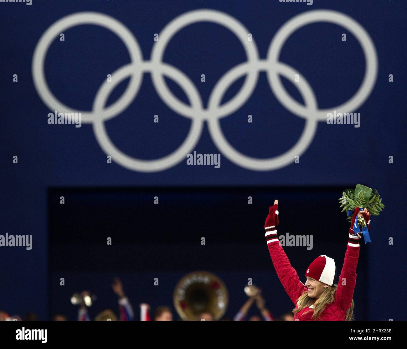 Canadian Speedskater Kristina Groves Raises Her Arms To The Crowd After ...