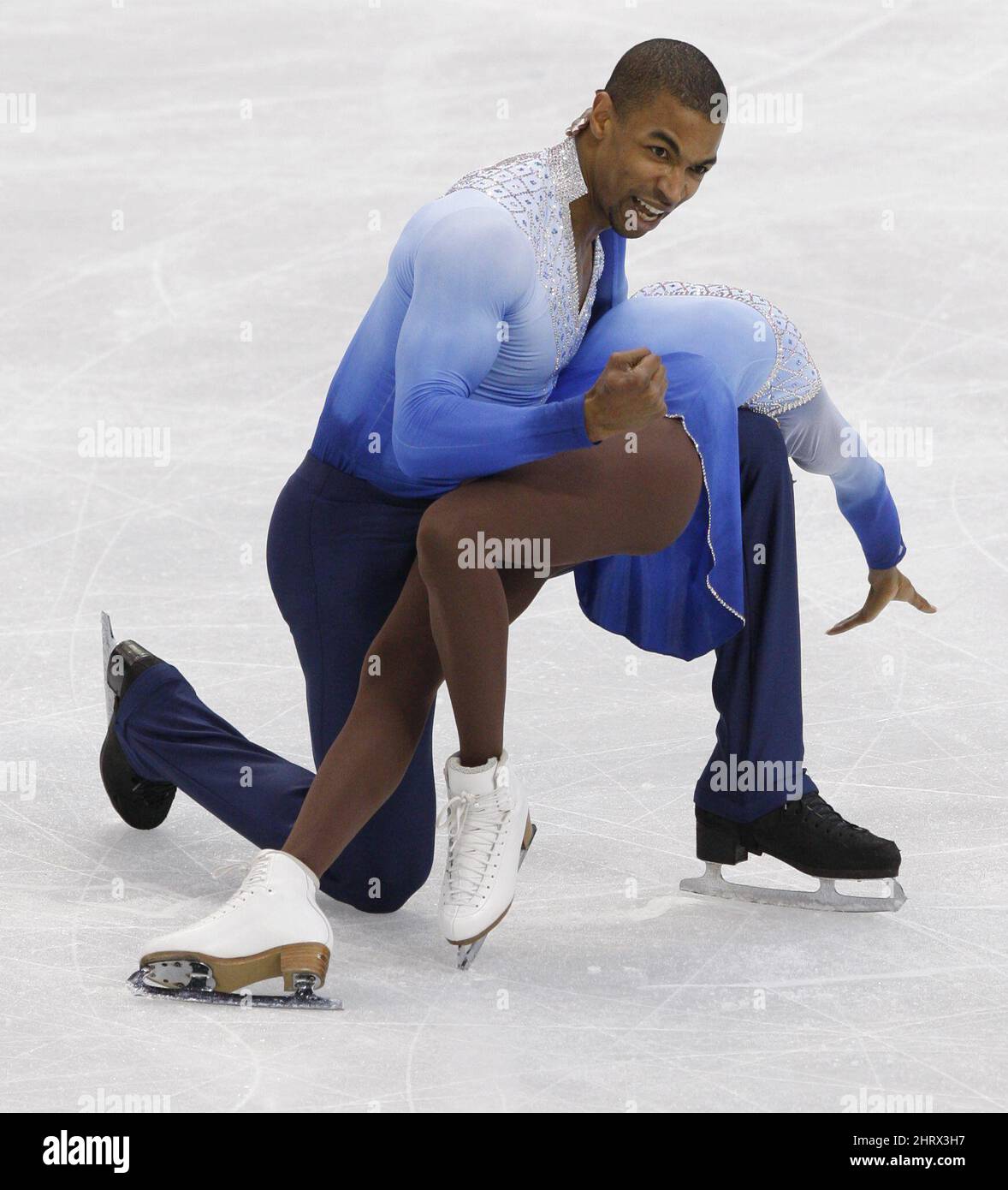 Yannick Bonheur and Vanessa James, of France, complete their free skate