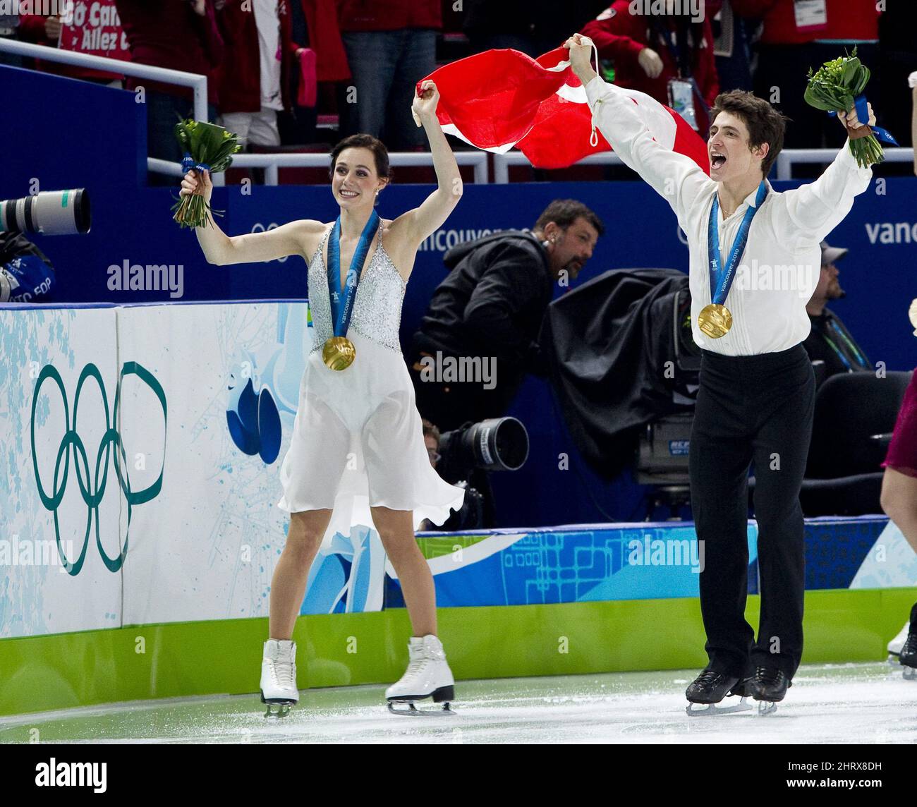Ice dance gold medalists Canada's Tessa Virtue and Scott Moir skate a