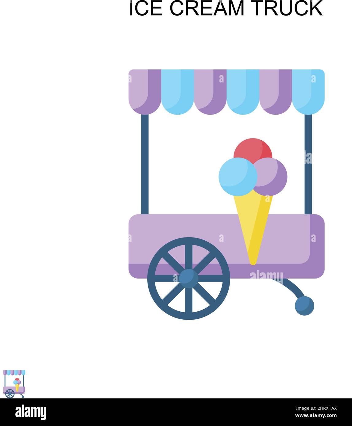 Ice cream truck Simple vector icon. Illustration symbol design template for web mobile UI element. Stock Vector
