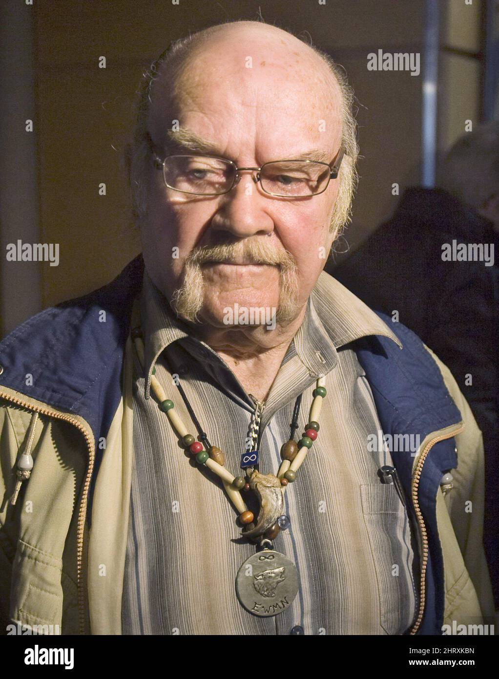 Jackie Vautour stands outside court during an ongoing case involving clam digging, in Moncton, N.B. on Monday, April 12, 2010. The long-time activist is also involved with a group planning to take legal action against the federal government, seeking $13 billion in damages on behalf of New Brunswick's aboriginals for the 'tort of genocide' and loss of native land. THE CANADIAN PRESS/Andrew Vaughan Stock Photo