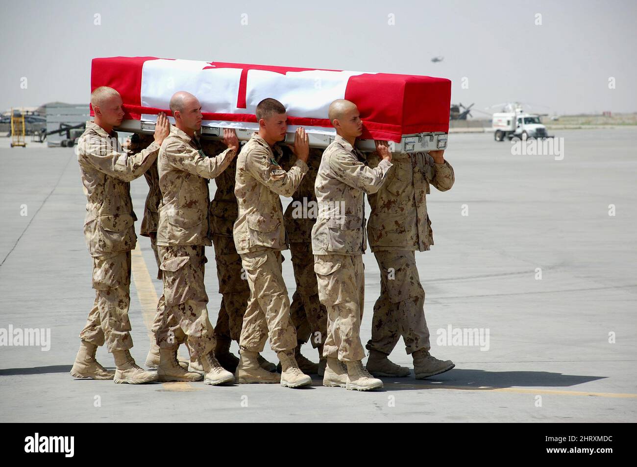 The casket carrying the body of Pte. Tyler William Todd is carried to a