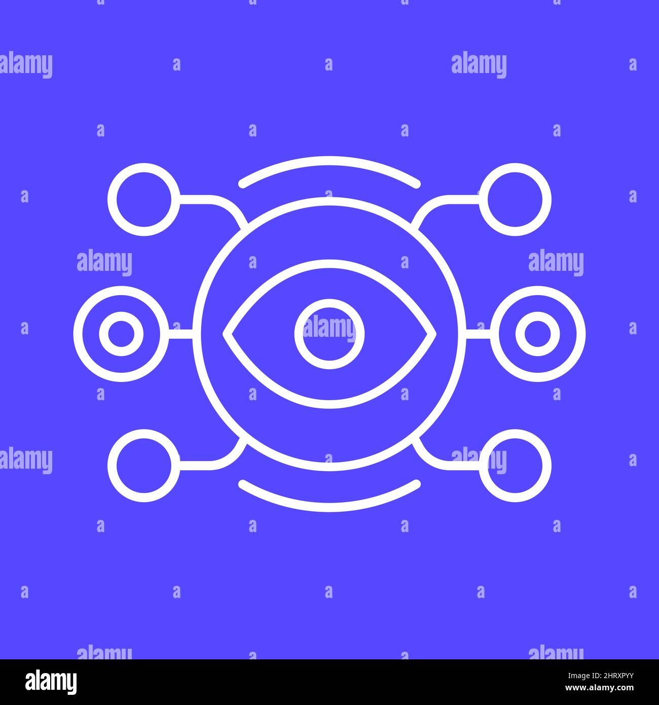Machine vision or visual recognition line icon Stock Vector