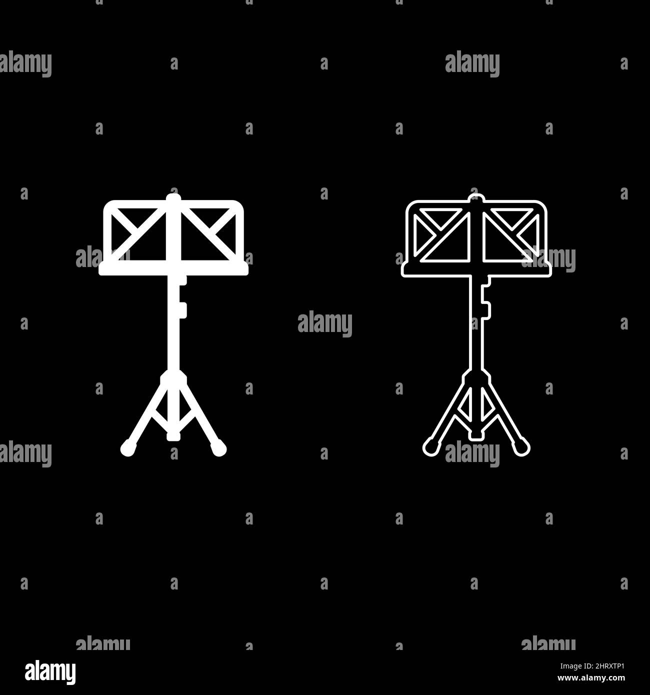 Music stand easel Readingstand set icon white color vector