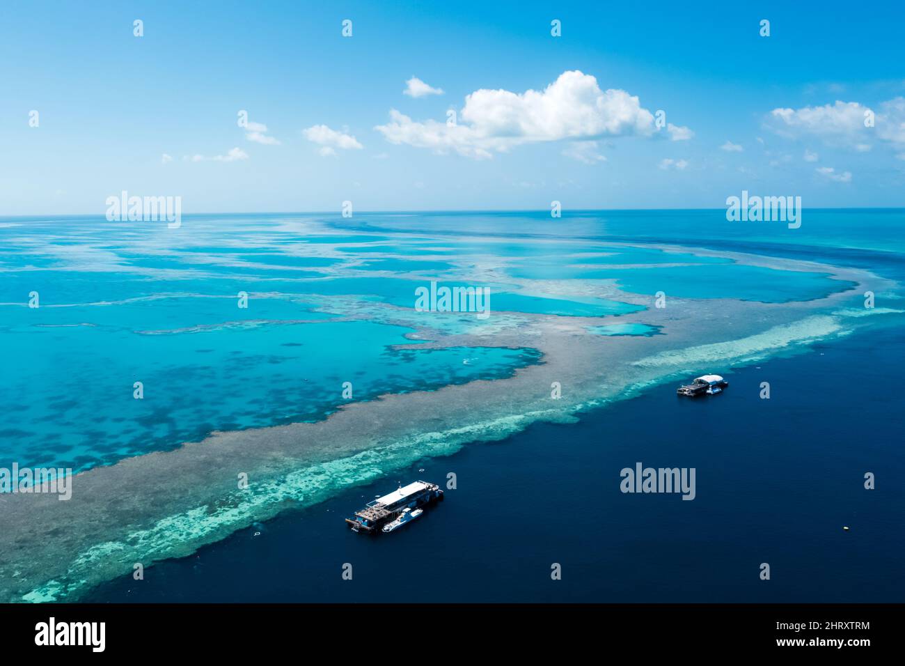 Reef World out on the Great Barrier Reef, Queensland, Australia Stock Photo