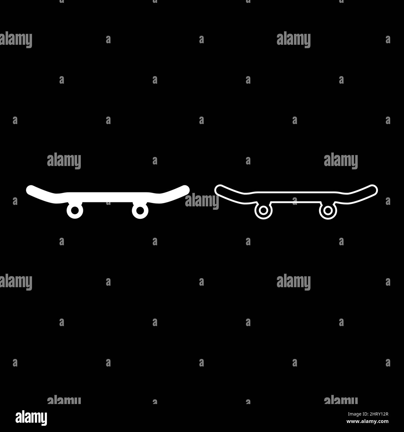 Skateboard longboard set icon white color vector illustration image ...