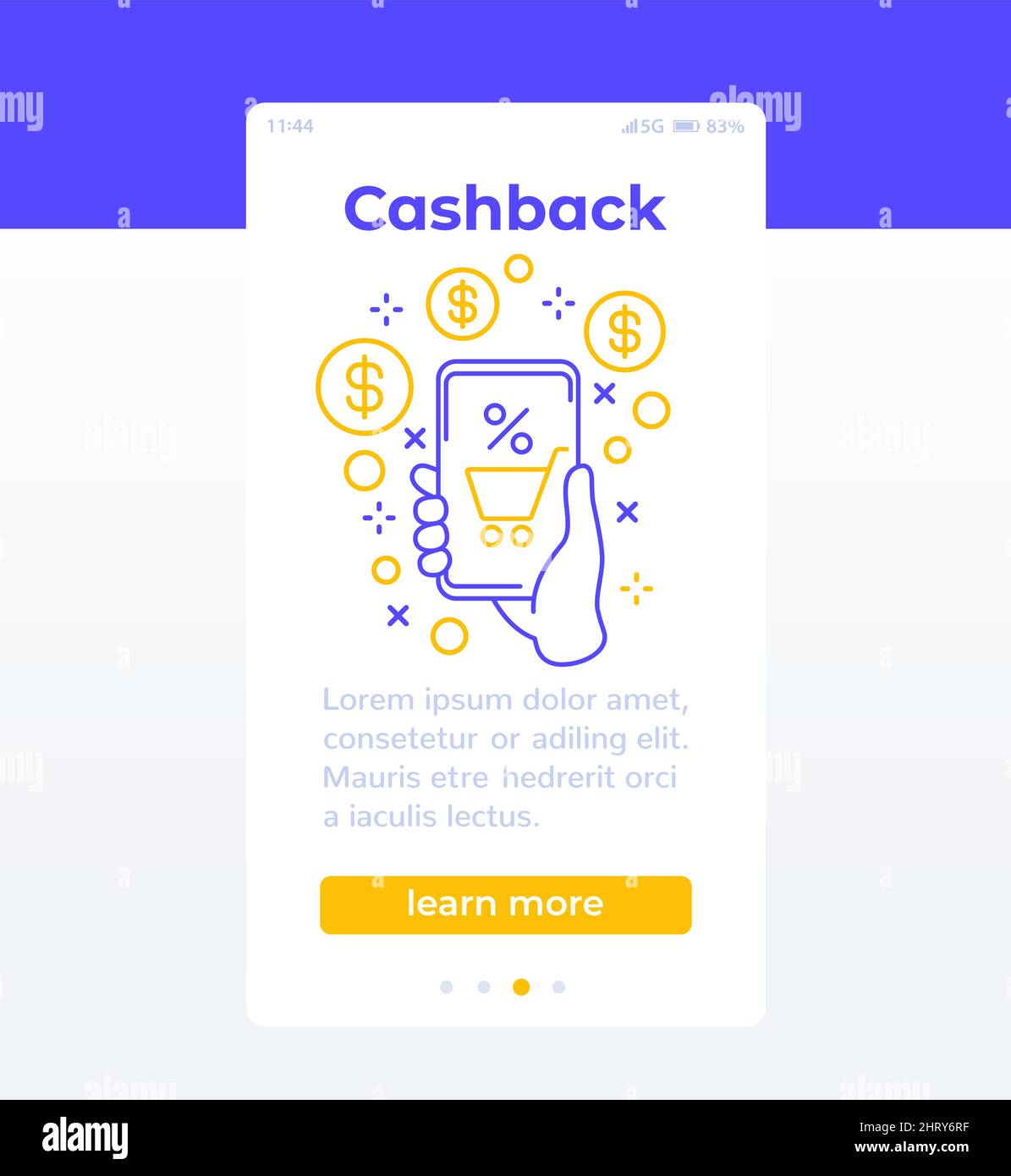 Cashback banner, vector design with line icon Stock Vector