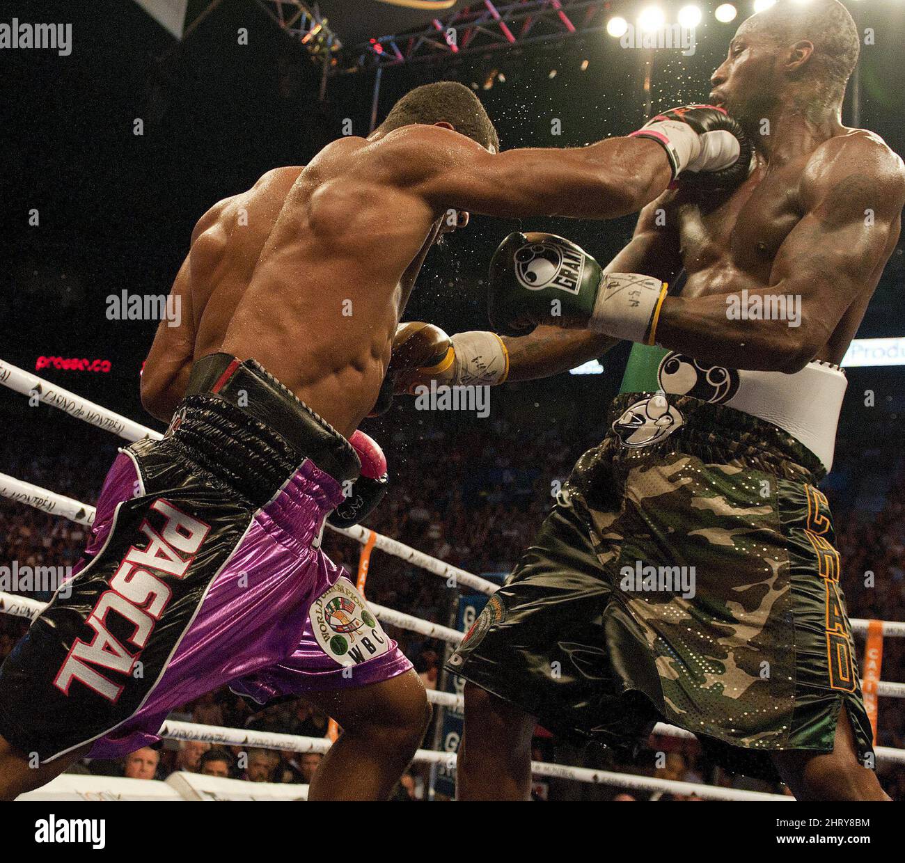Montreal's Jean Pascal lands a right hand on the chin of American Chad Dawson during their fight