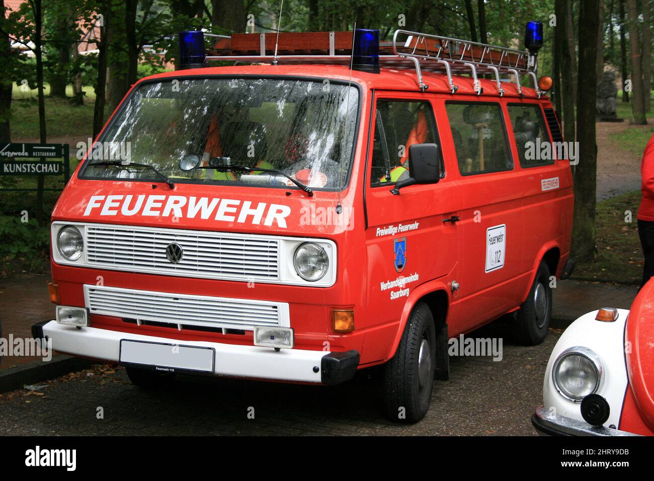a volkswagen fire truck at a fire brigade meeting Stock Photo