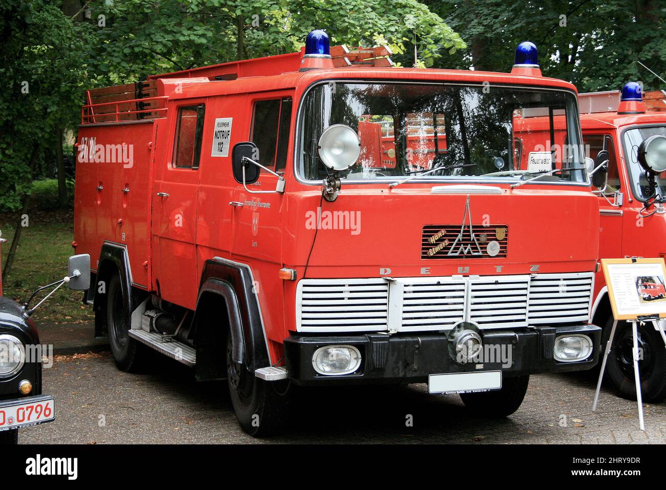 a deutz fire engine at a fire brigade meeting near br Stock Photo