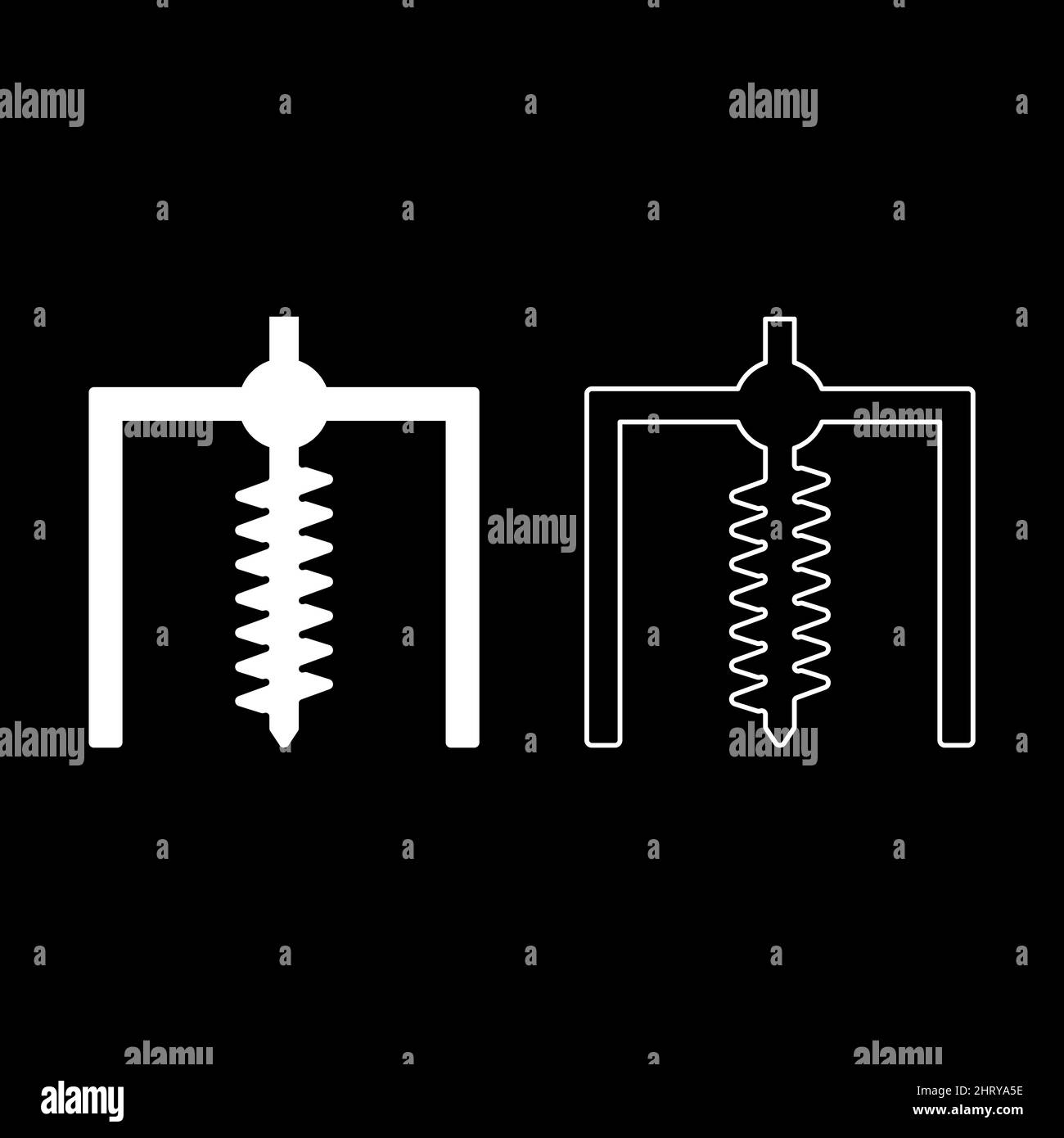 Installation for drilling rig symbol mining bore hole digger earth auger geodetic work set icon white color vector illustration image simple solid Stock Vector