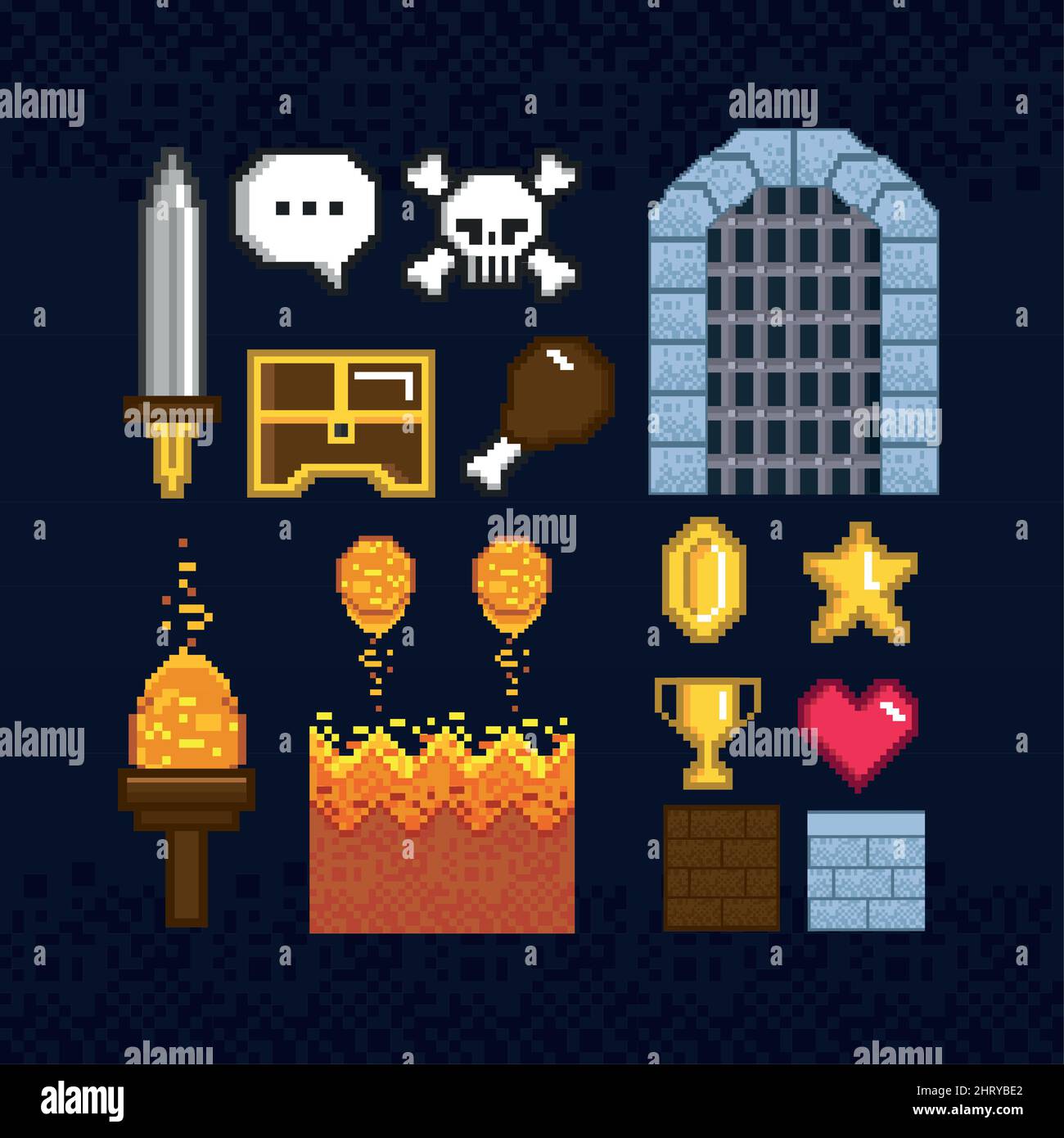 fourteen pixel art icons Stock Vector Image & Art - Alamy
