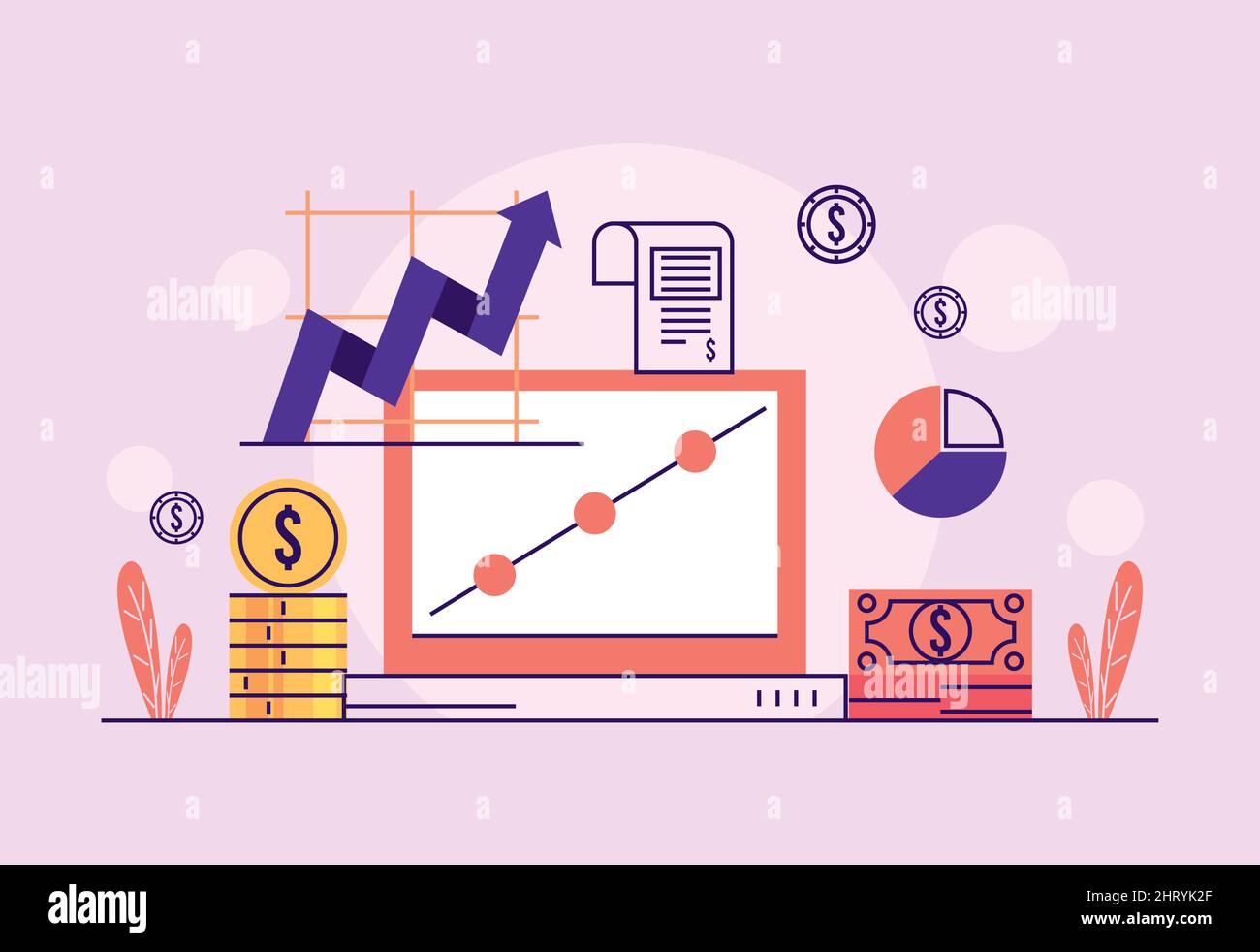 laptop and financial icons Stock Vector Image & Art - Alamy