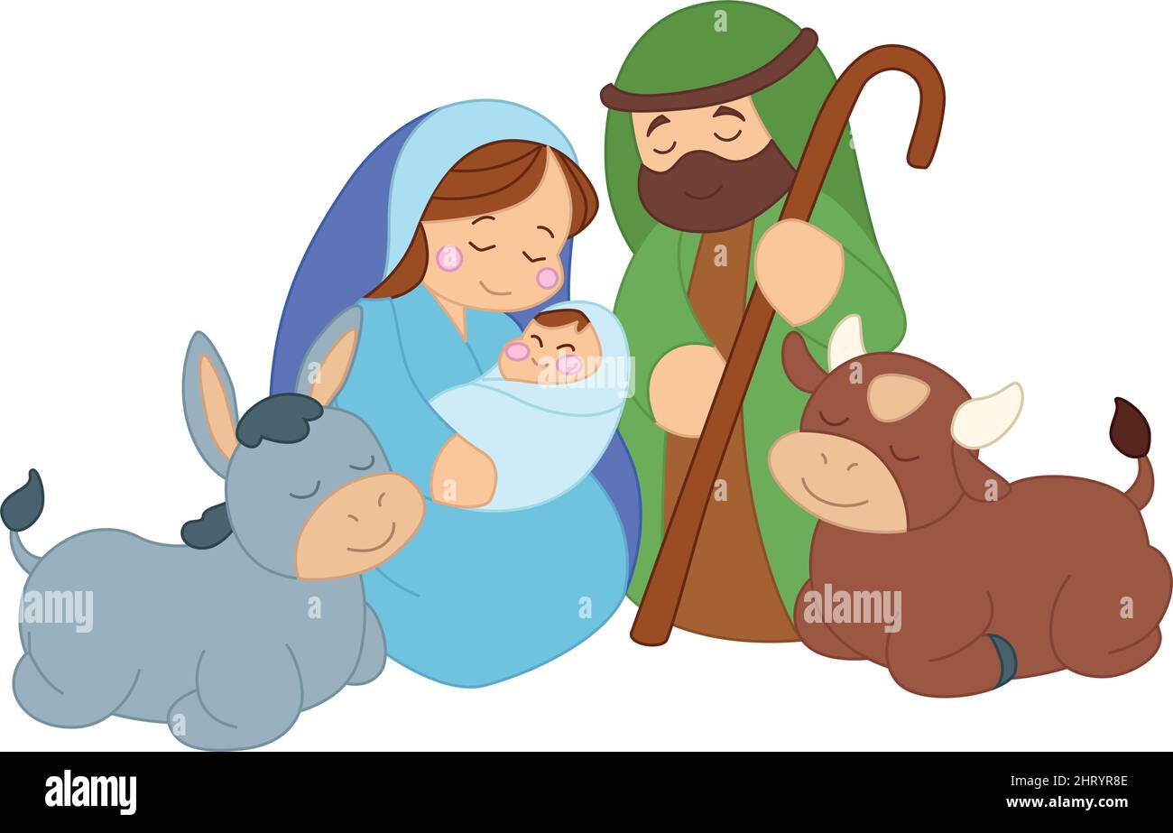 Nativity scene Christmas season Virgin Mary Joseph Baby Jesus Vector ...