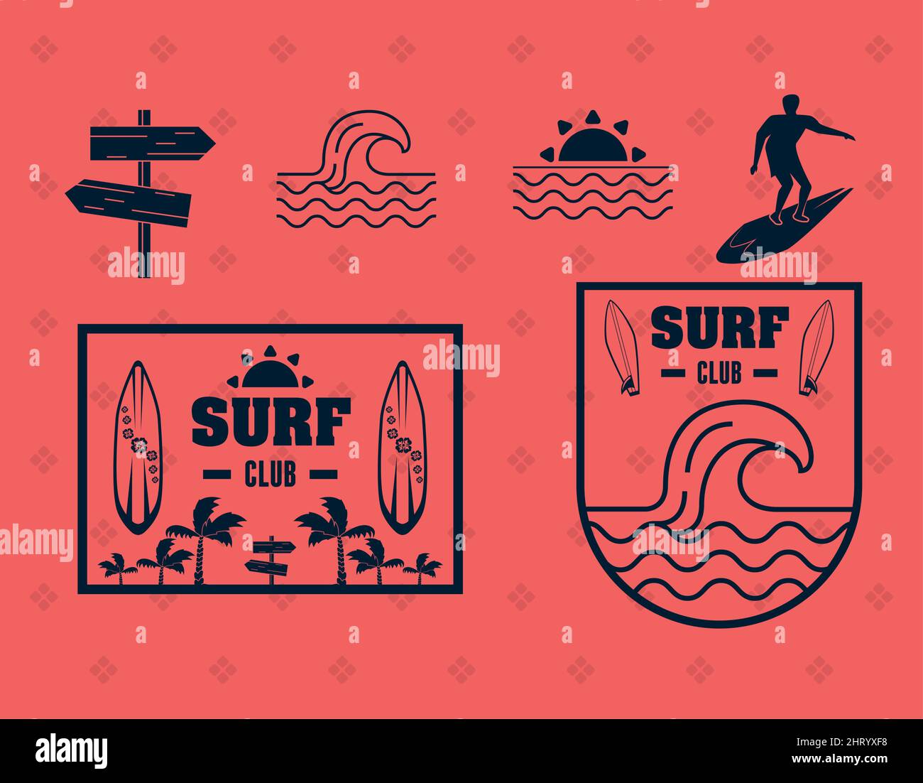 six surf sport icons Stock Vector Image & Art - Alamy
