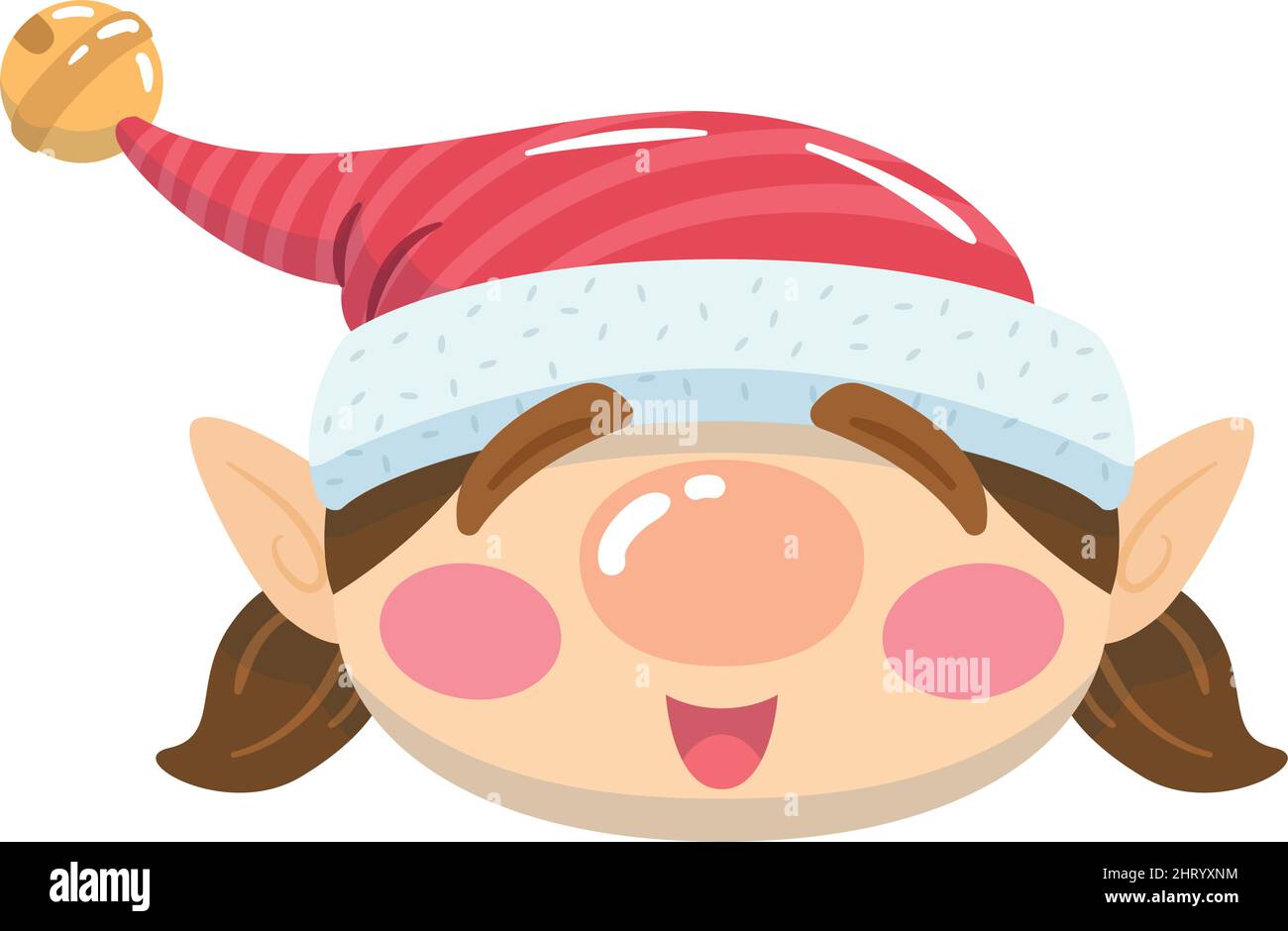 Elf Face Avatar Cartoon Kawaii Christmas Season Vector Stock Vector