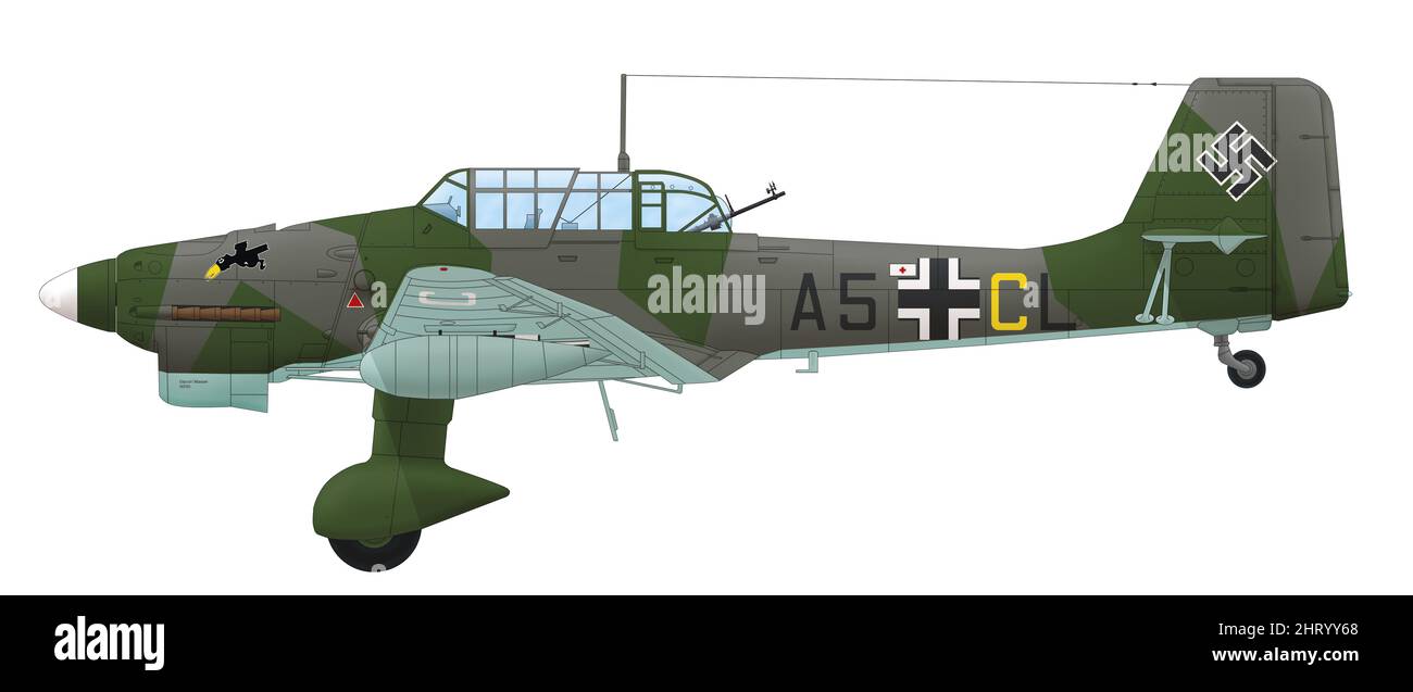Junkers Ju 87R-1 of the 1/StG 1, Stavanger-Sola airfield, April 1940 Stock Photo