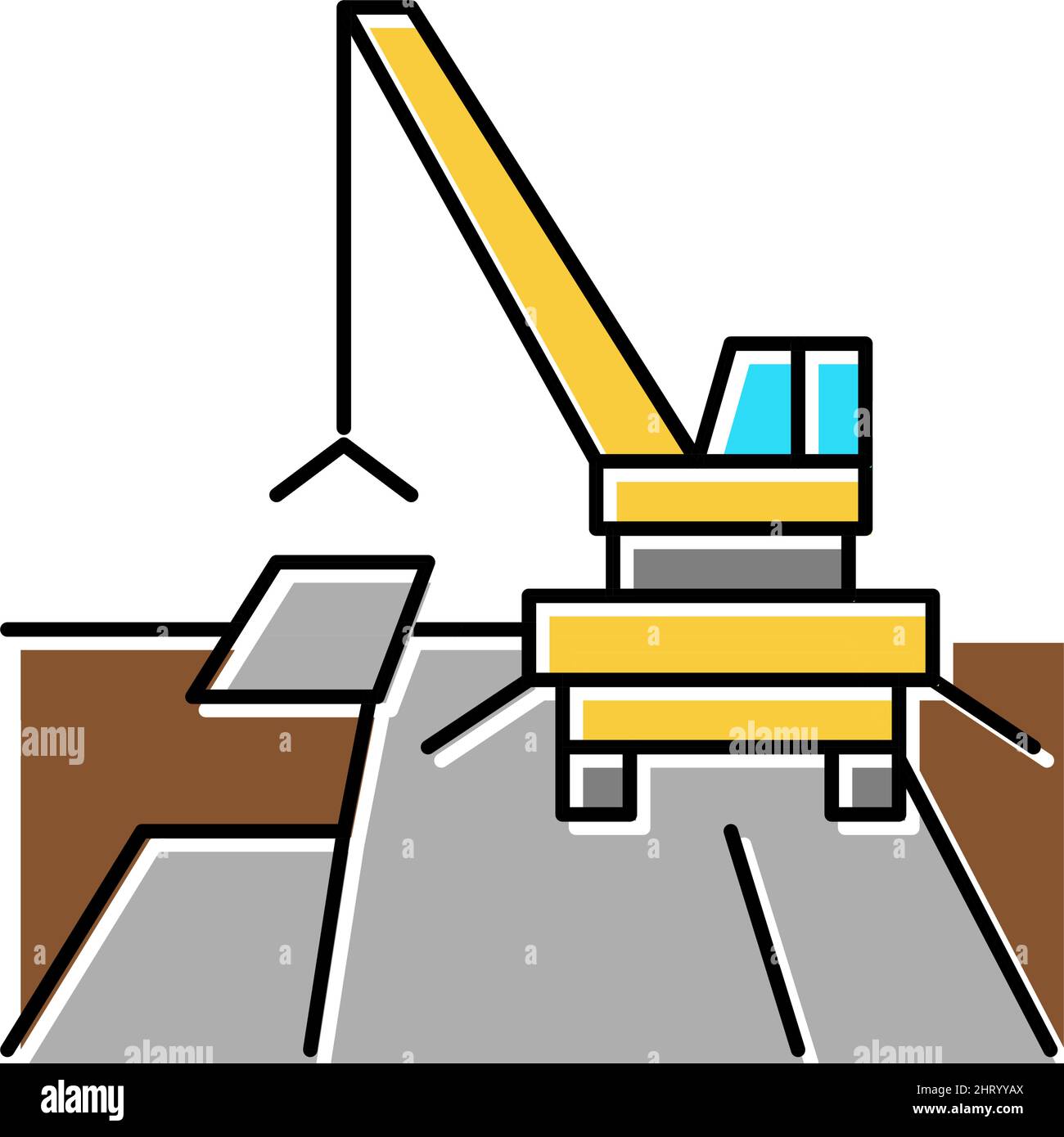 crane road construction color icon vector illustration Stock Vector