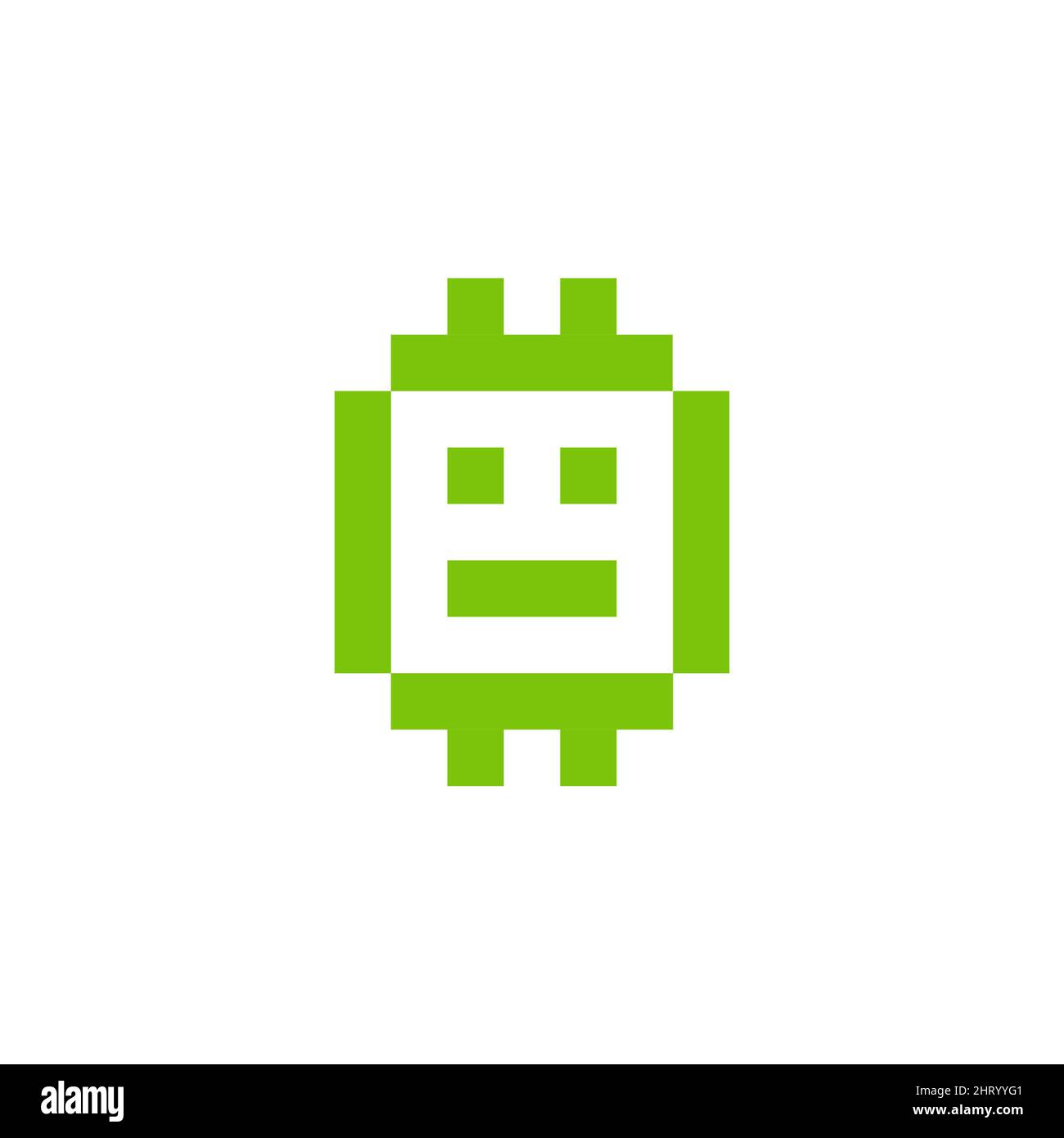 robot 8 bit pixel art icon vector isolated on white background. Stock Vector