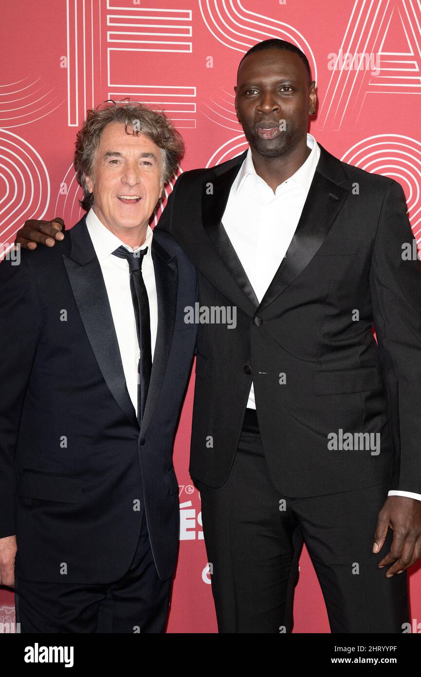 Paris, France. 26th Feb, 2022. Francois Cluzet and Omar Sy pose during the 47th edition of the Cesar Film Awards ceremony at the Olympia in Paris, France on March 25, 2022. Photo by David Niviere/ABACAPRESS.COM Credit: Abaca Press/Alamy Live News Stock Photo