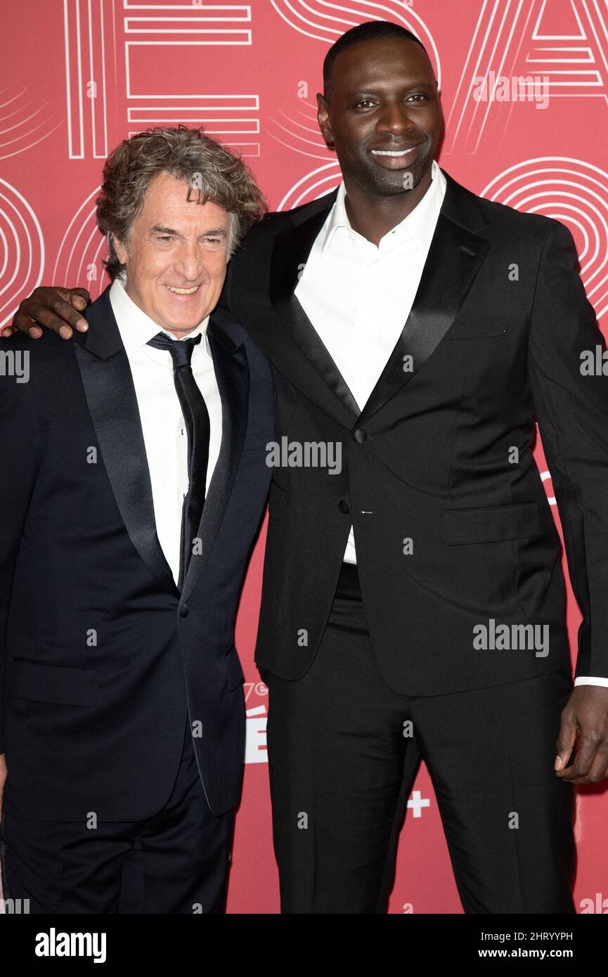Paris, France. 26th Feb, 2022. Francois Cluzet and Omar Sy pose during the 47th edition of the Cesar Film Awards ceremony at the Olympia in Paris, France on March 25, 2022. Photo by David Niviere/ABACAPRESS.COM Credit: Abaca Press/Alamy Live News Stock Photo