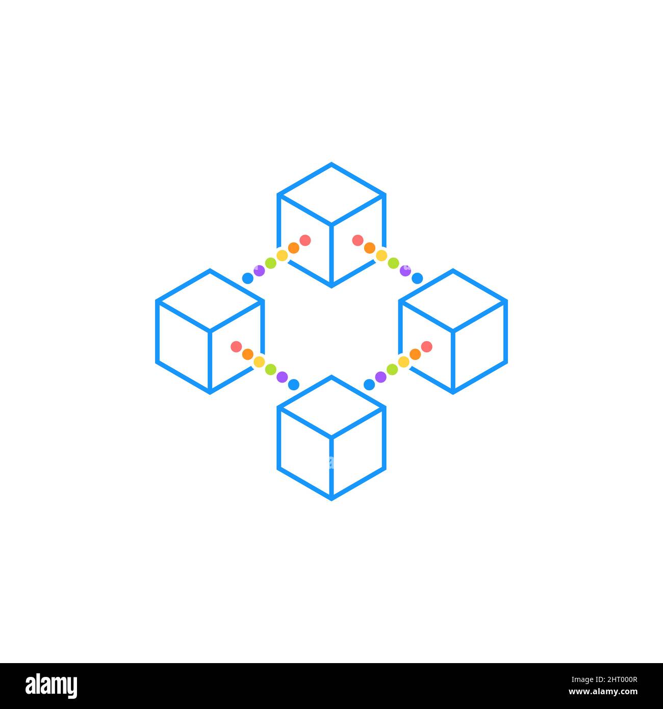line icon cube with dots design vector illustration. Stock Vector
