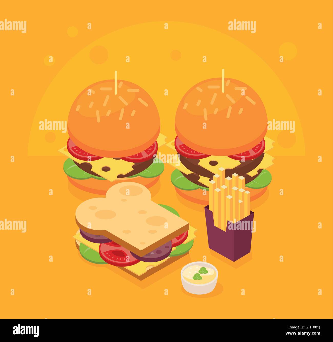 isometric fast food icons Stock Vector Image & Art - Alamy
