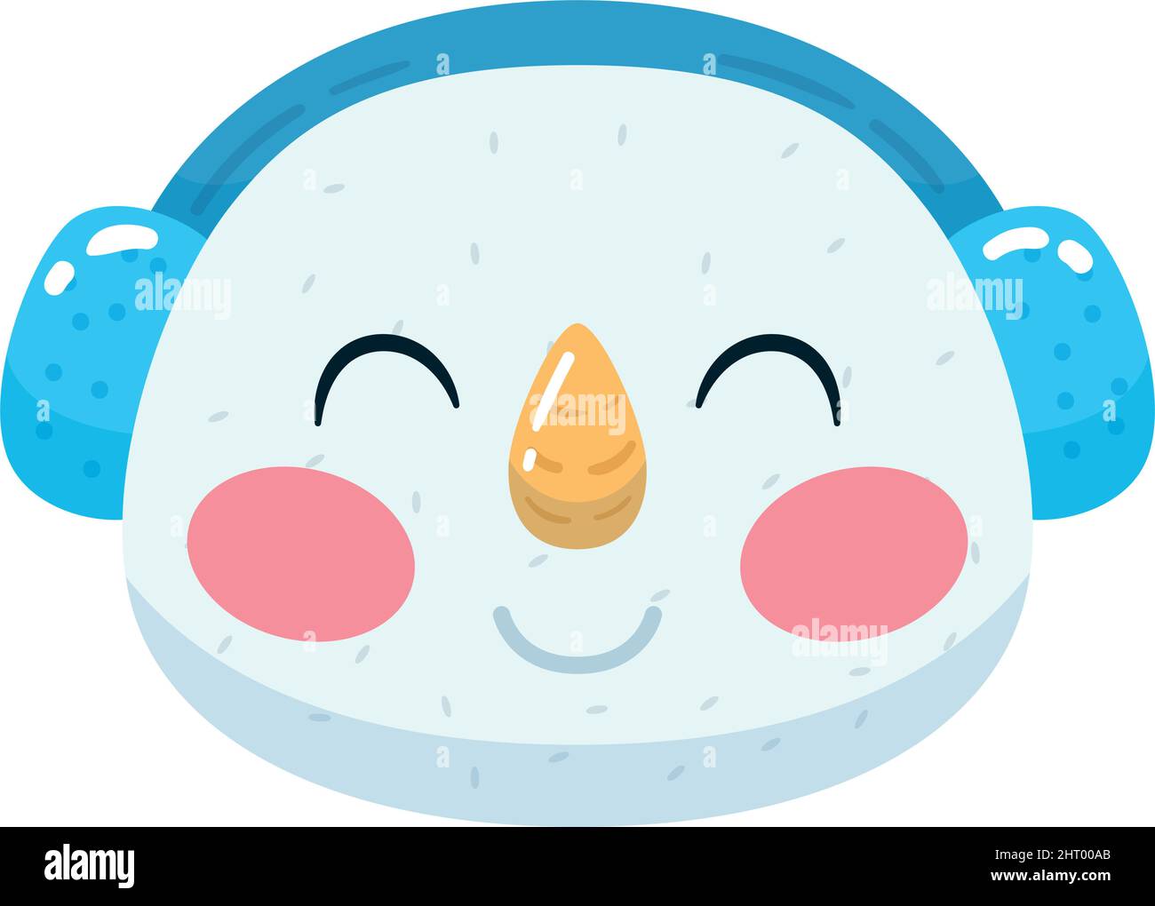 Cute snowman face cartoon kawaii Christmas decoration Vector Stock ...