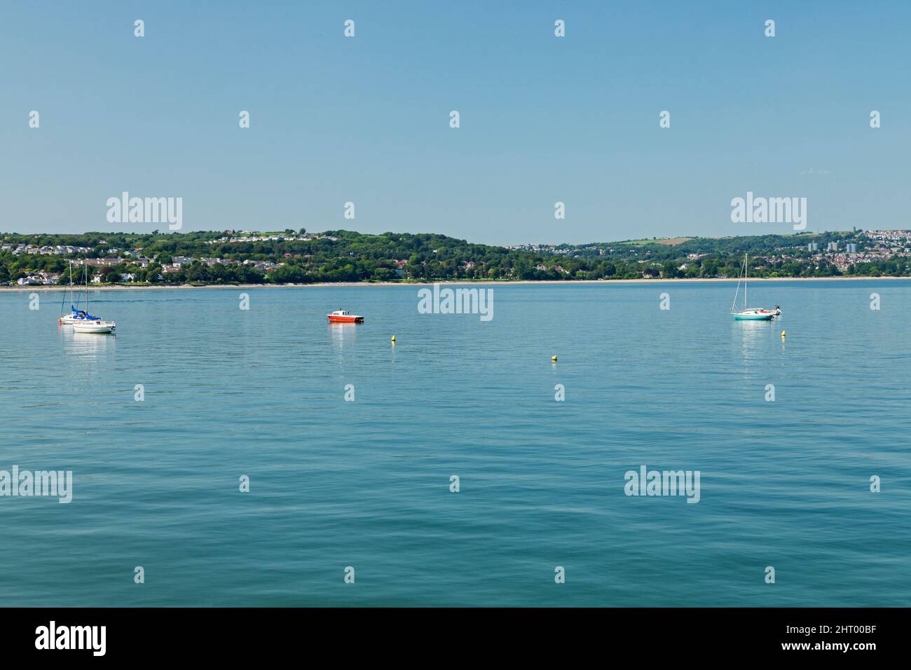 Swansea Bay with moored boats, Swansea, South Wales, UK Stock Photo