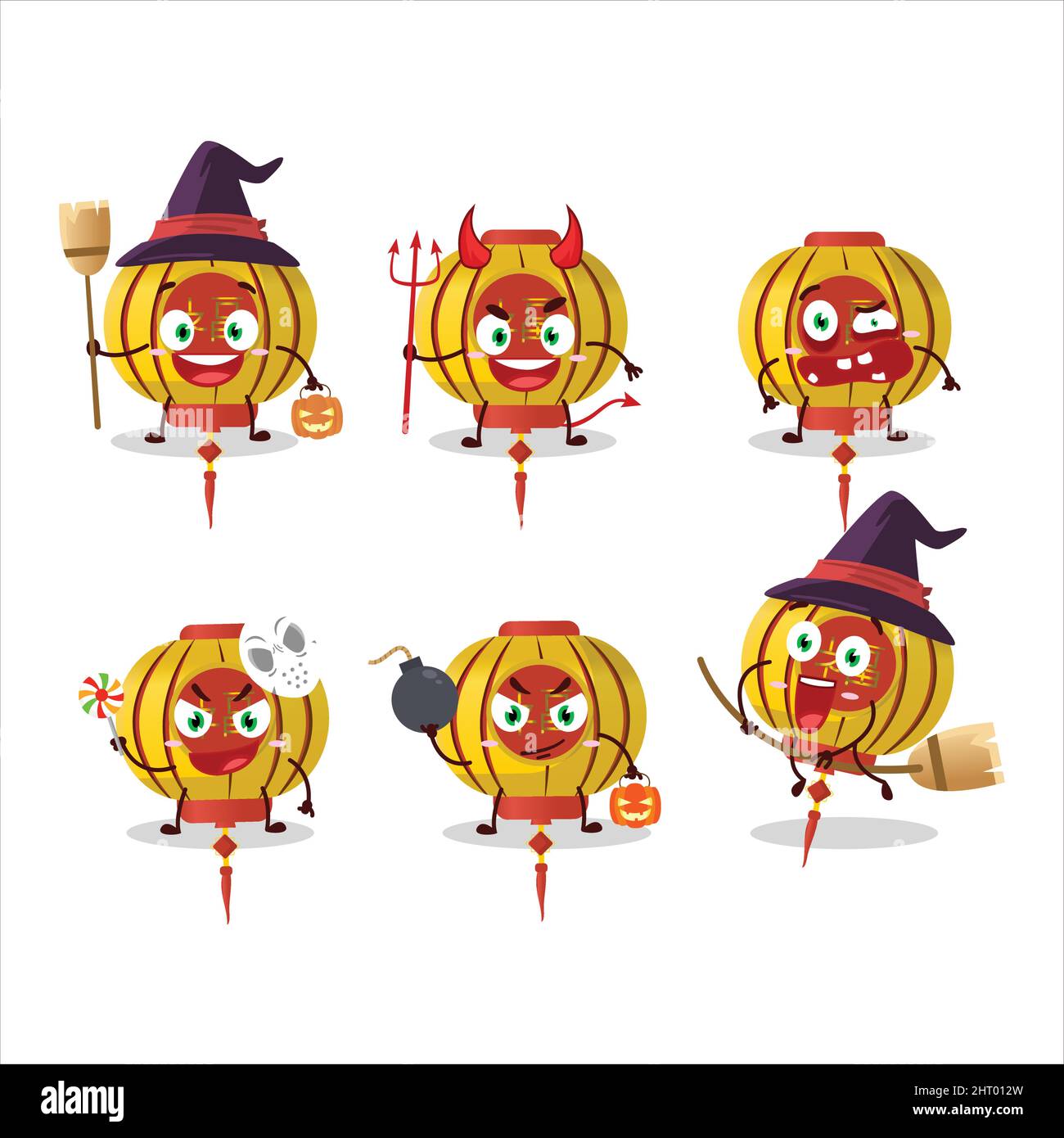 Halloween expression emoticons with cartoon character of yellow chinese ...