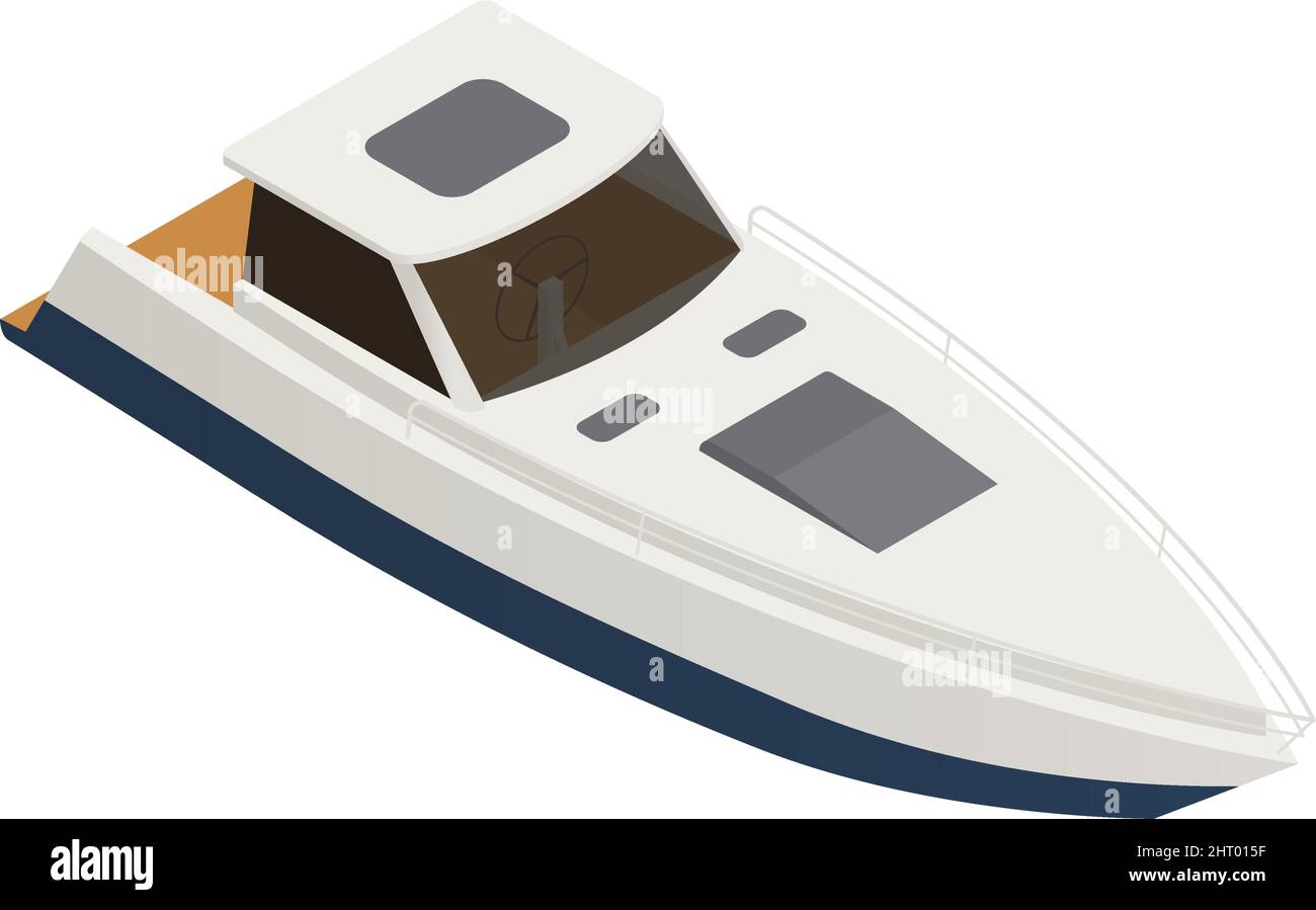 Yachting isometric composition with isolated image of cutter boat on ...