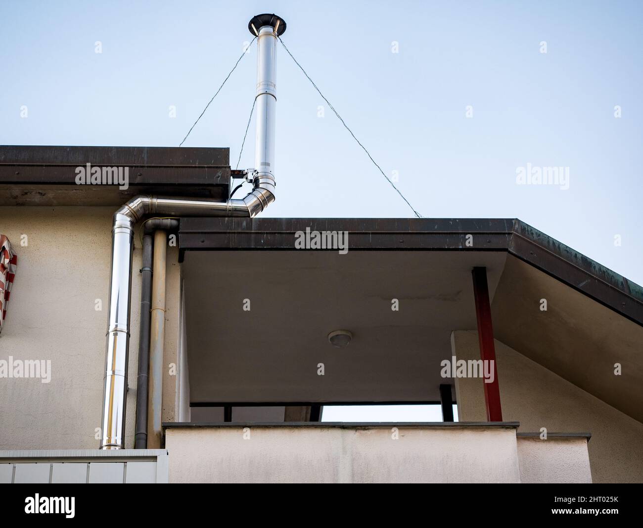 A chimney on top of a building in the city of Viareggio. Stock Photo