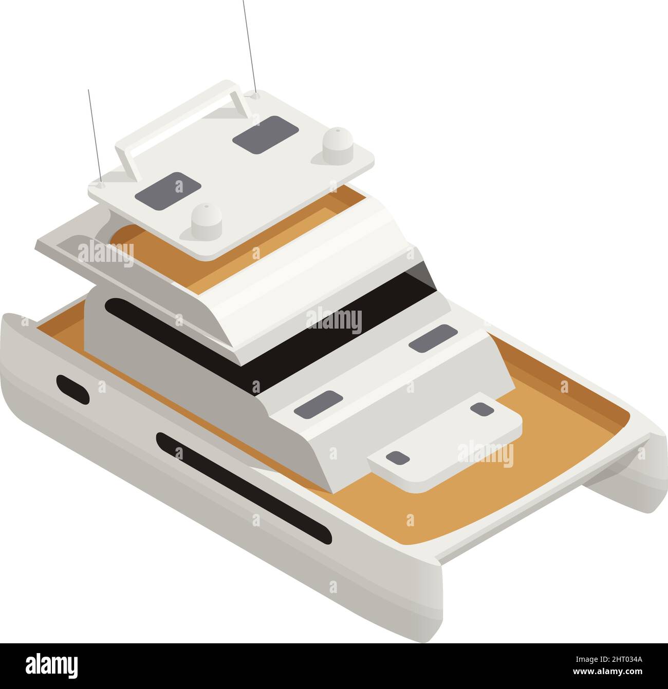 Yachting isometric composition with isolated image of cutter boat on ...