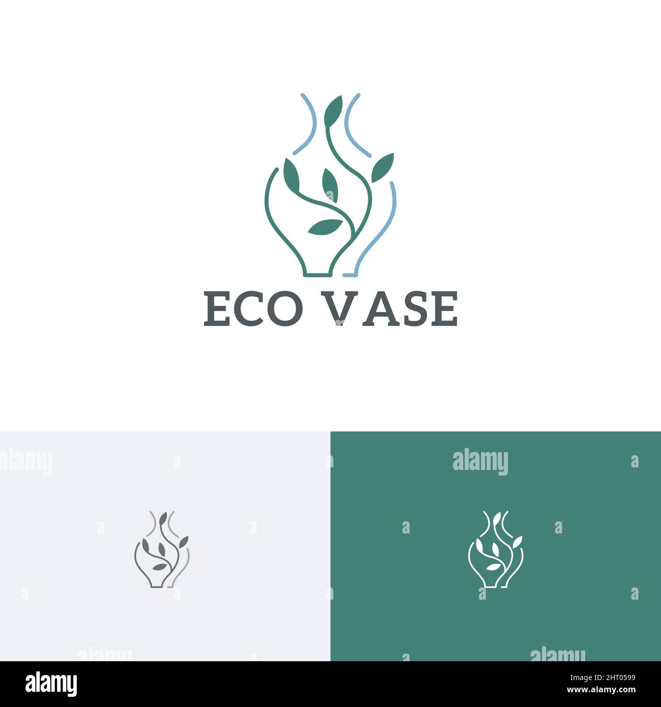 Green Eco Vase Jar Plant Flower Abstract Logo Stock Vector