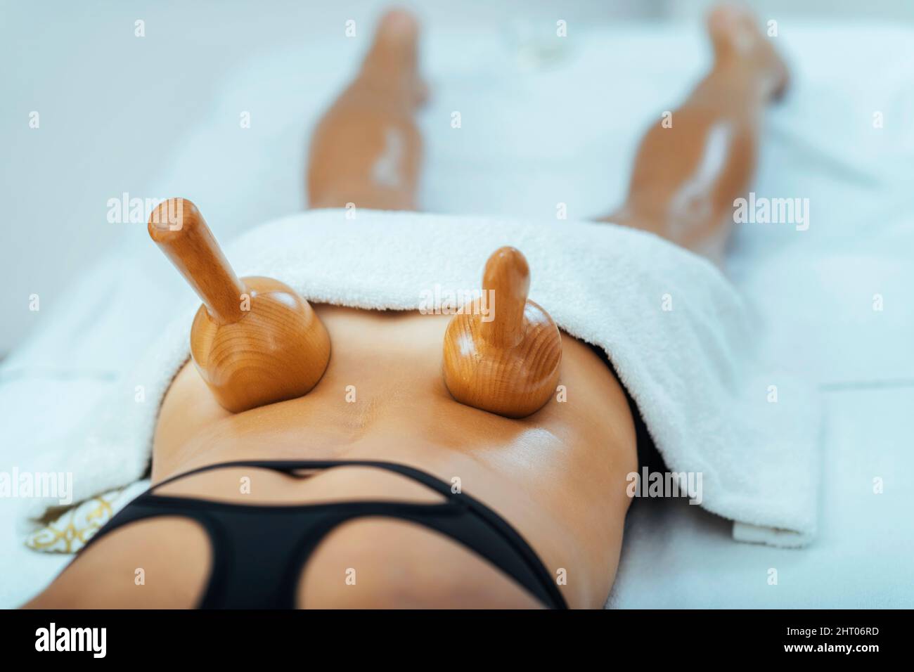 Maderotherapy anti cellulite massage treatment Stock Photo
