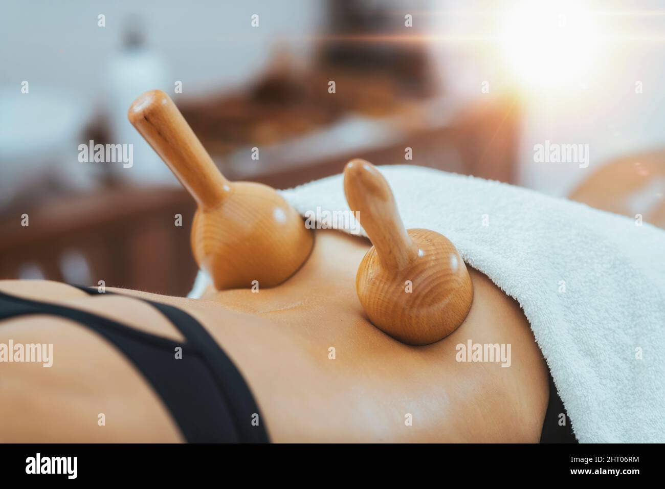 Maderotherapy anti cellulite massage treatment Stock Photo