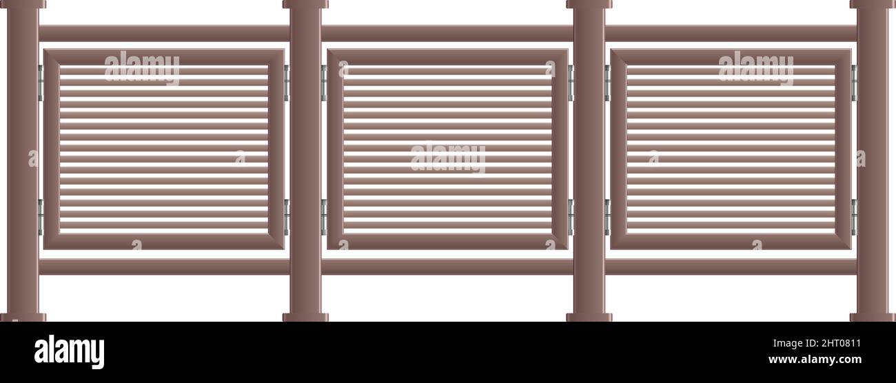 Balcony fence railing composition with realistic front view image of ...