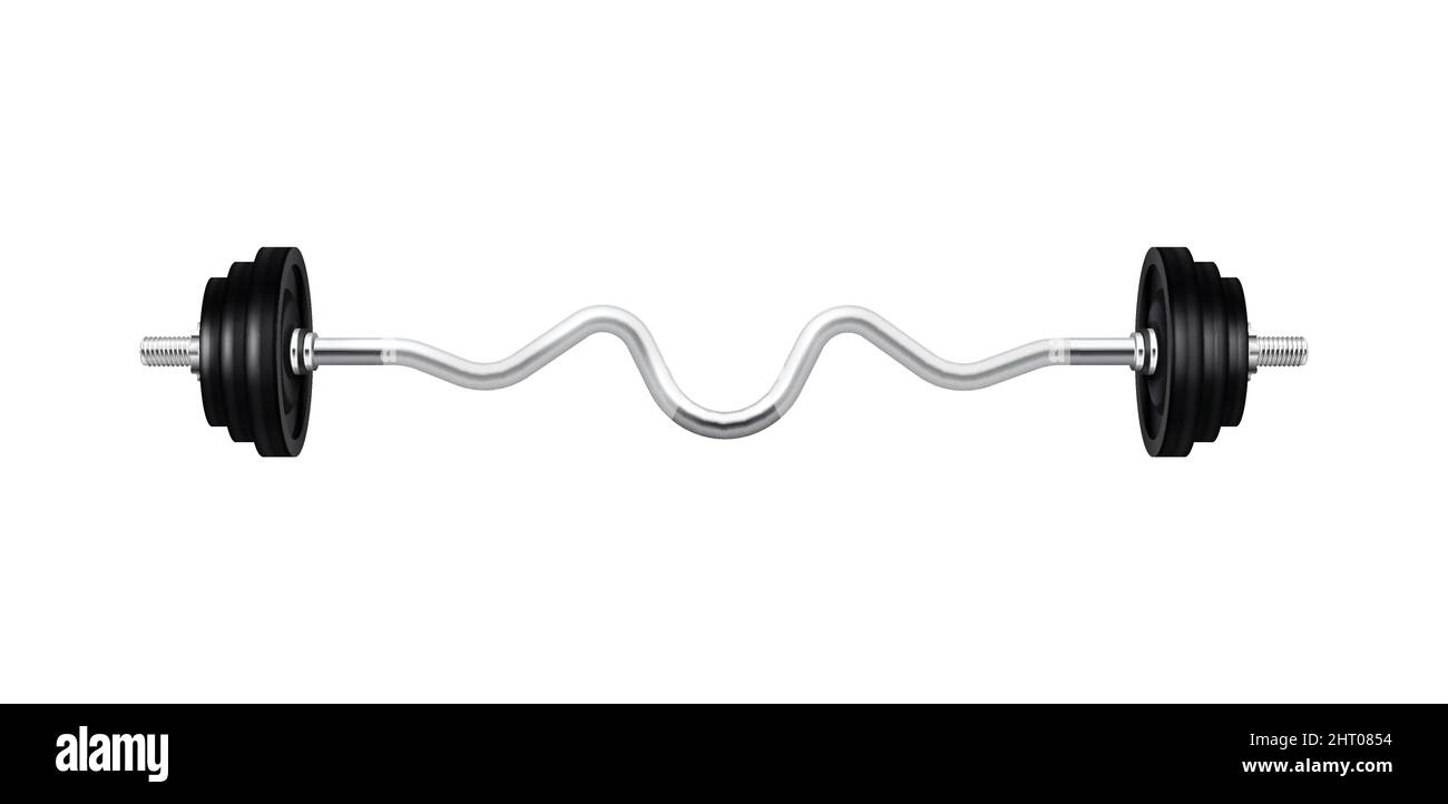 Barbells dumbbells fitness realistic composition with isolated image of