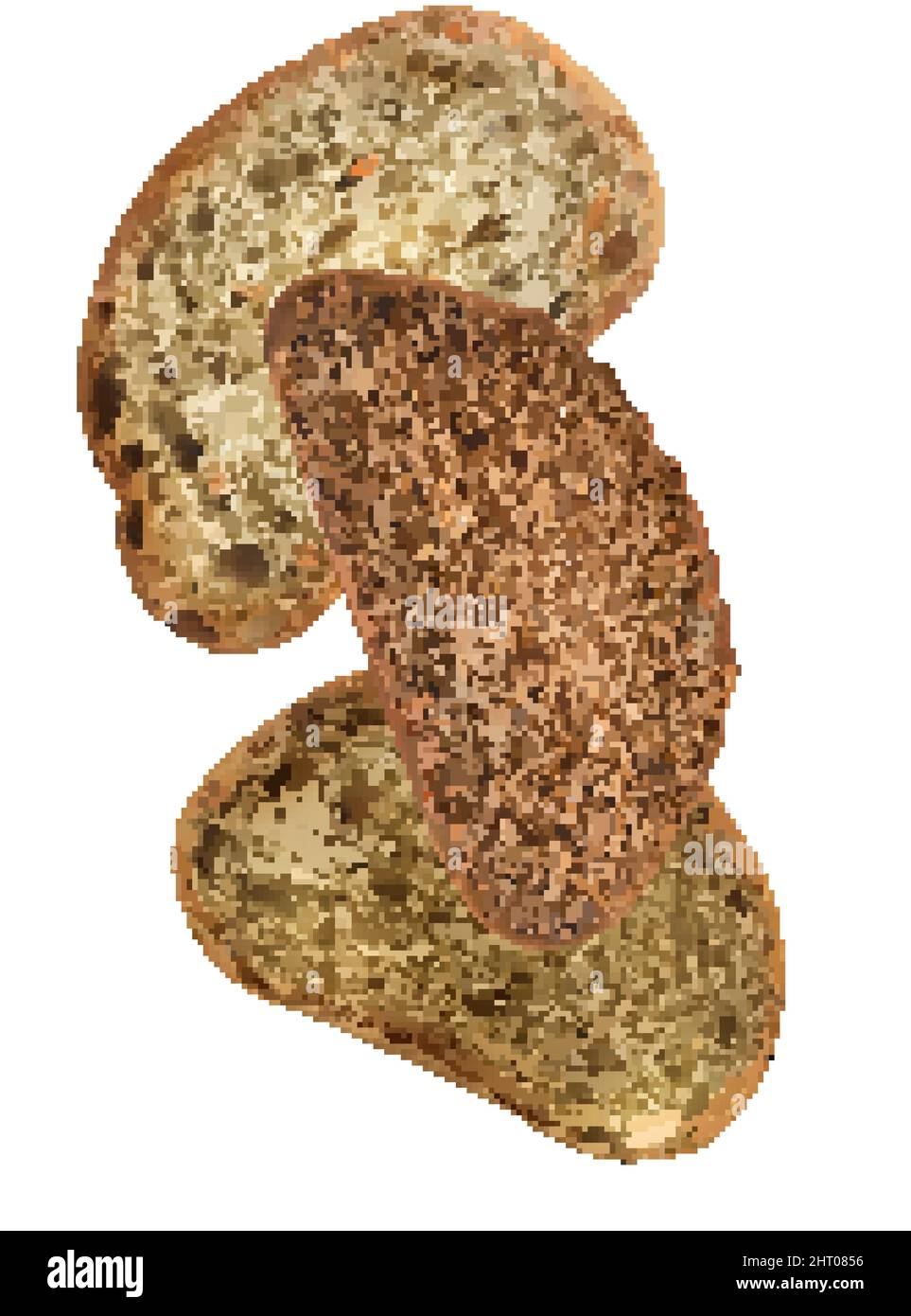 Realistic wheat and rye bread slices on white background vector ...