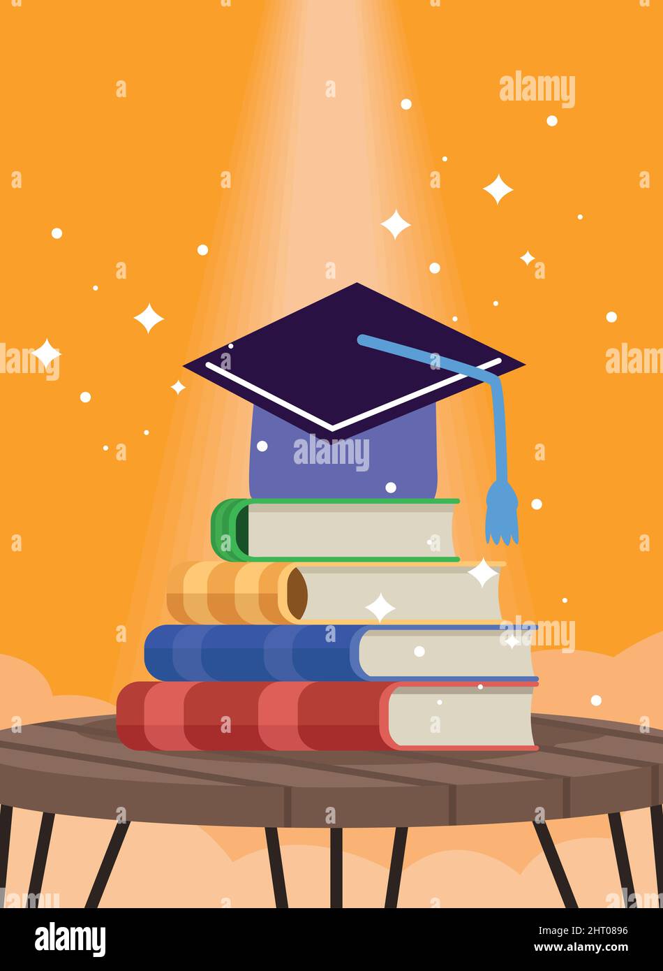 Library books hat graduation Stock Vector Images - Alamy