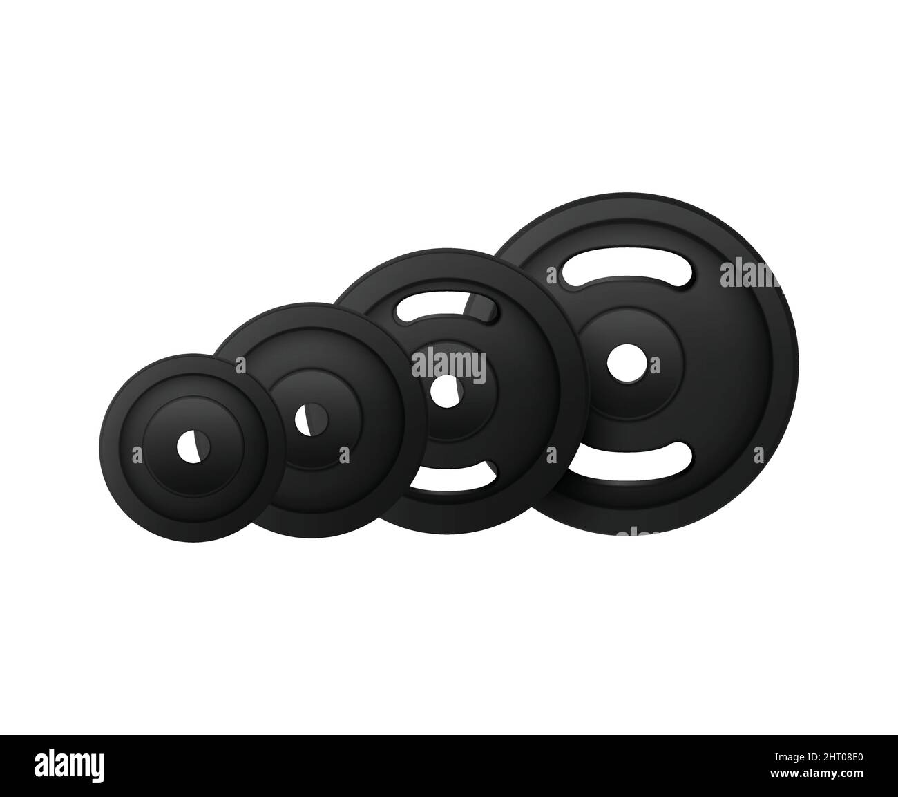 Barbells dumbbells fitness realistic composition with set of circle