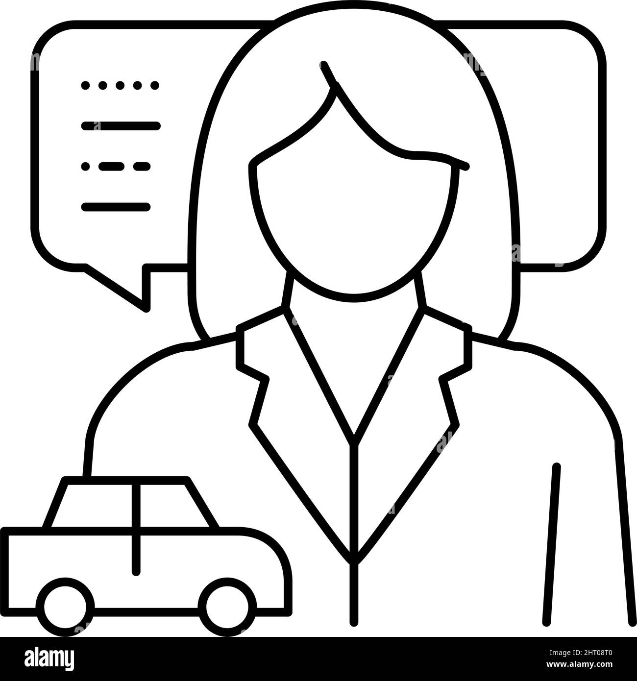 female driving school instructor line icon vector illustration Stock Vector