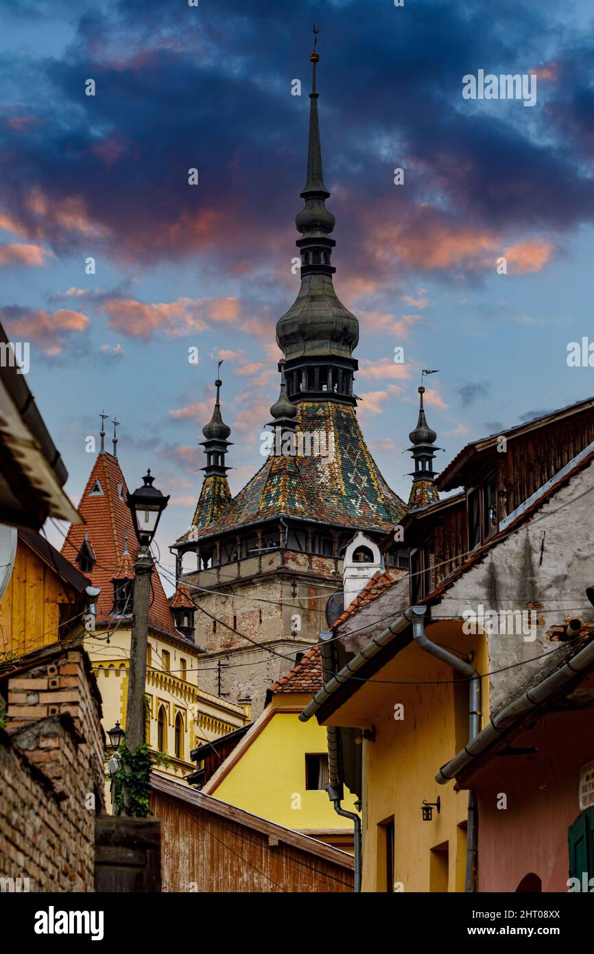 The historic city of Sighisoara in Transilvania Romania Stock Photo Alamy