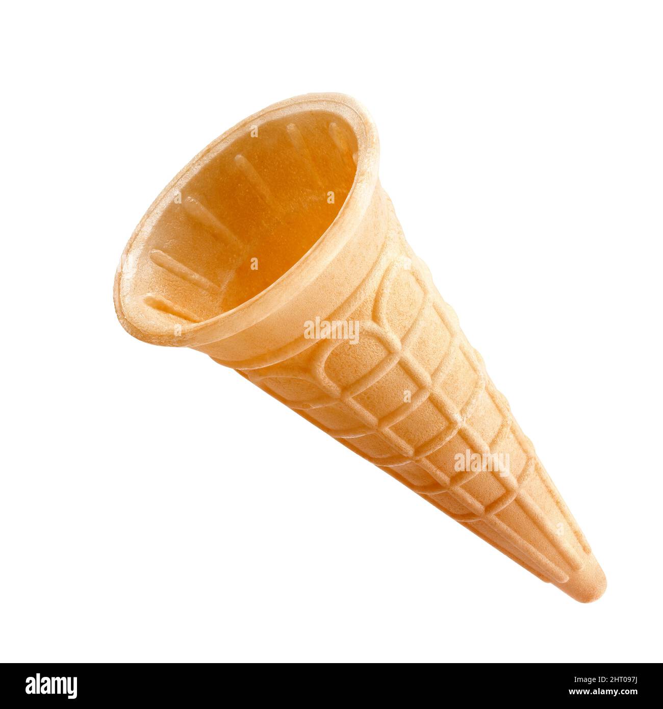Wafer cone, empty ice cream cone isolated with clipping path included Stock Photo