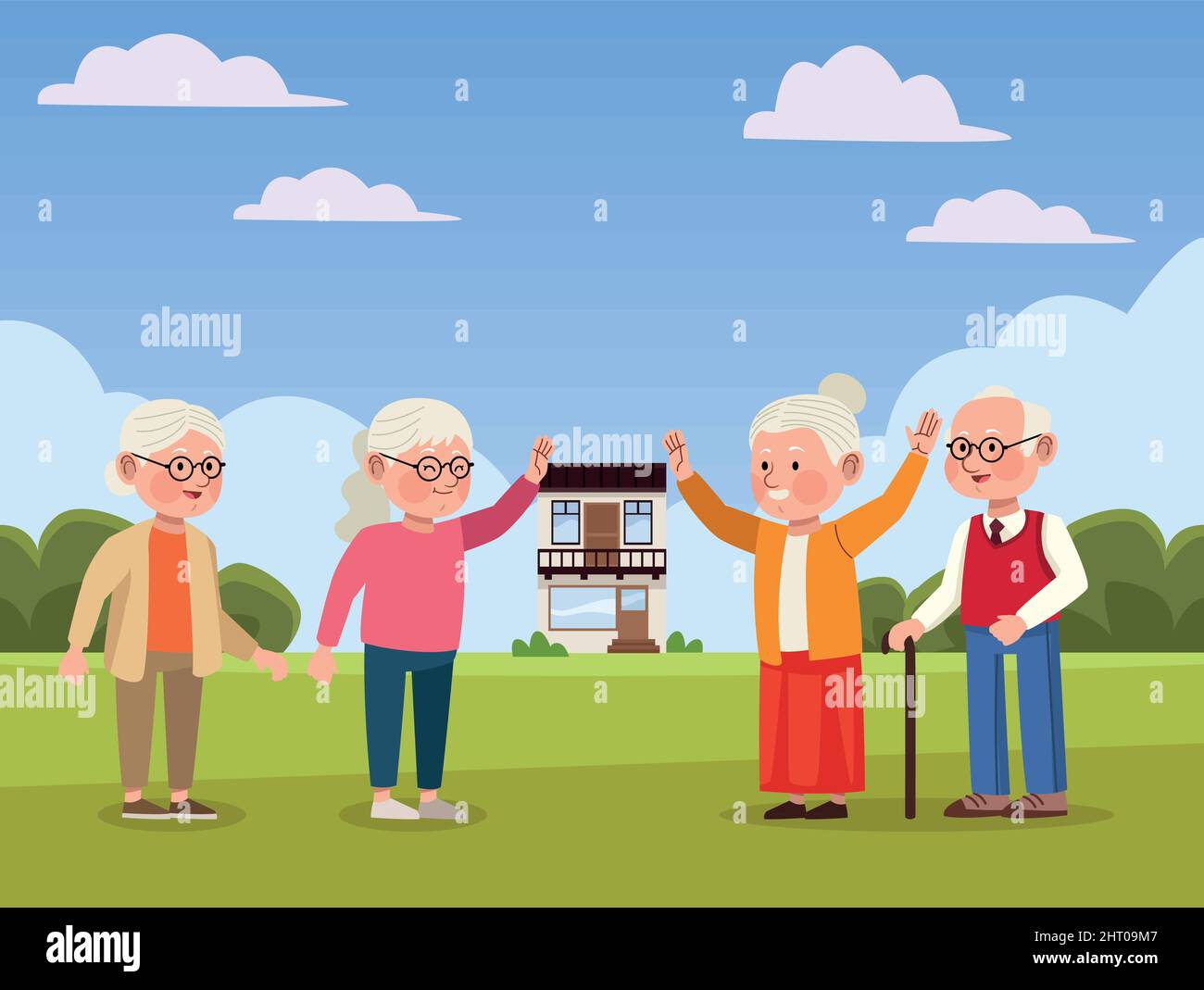 four old persons characters Stock Vector