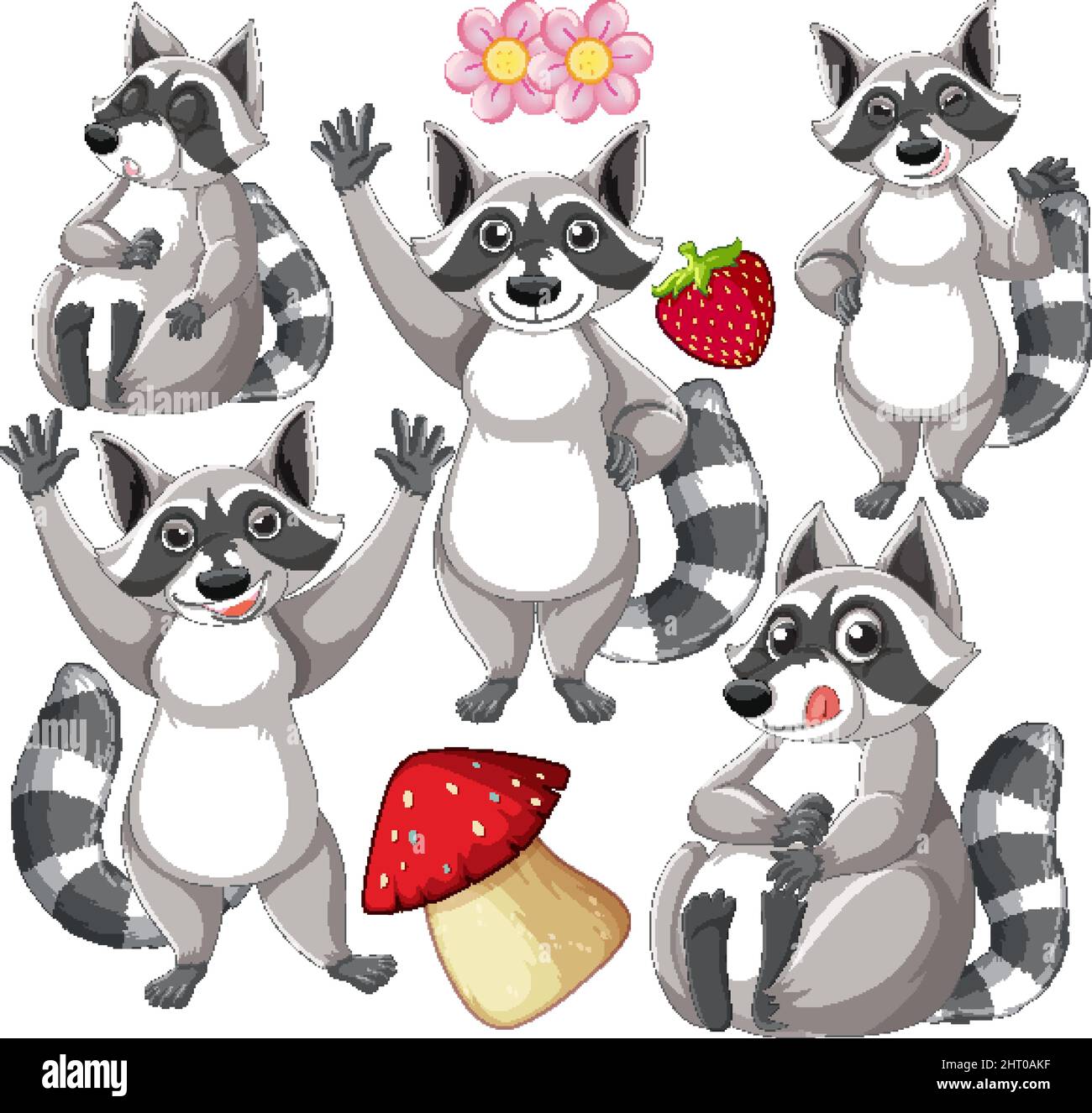 Funny raccoon on white background element illustration Stock Vector ...