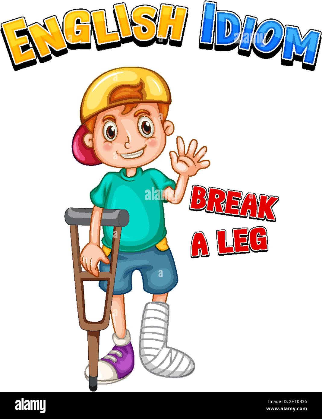 English idiom with picture description for break a leg illustration Stock Vector Image & Art Alamy