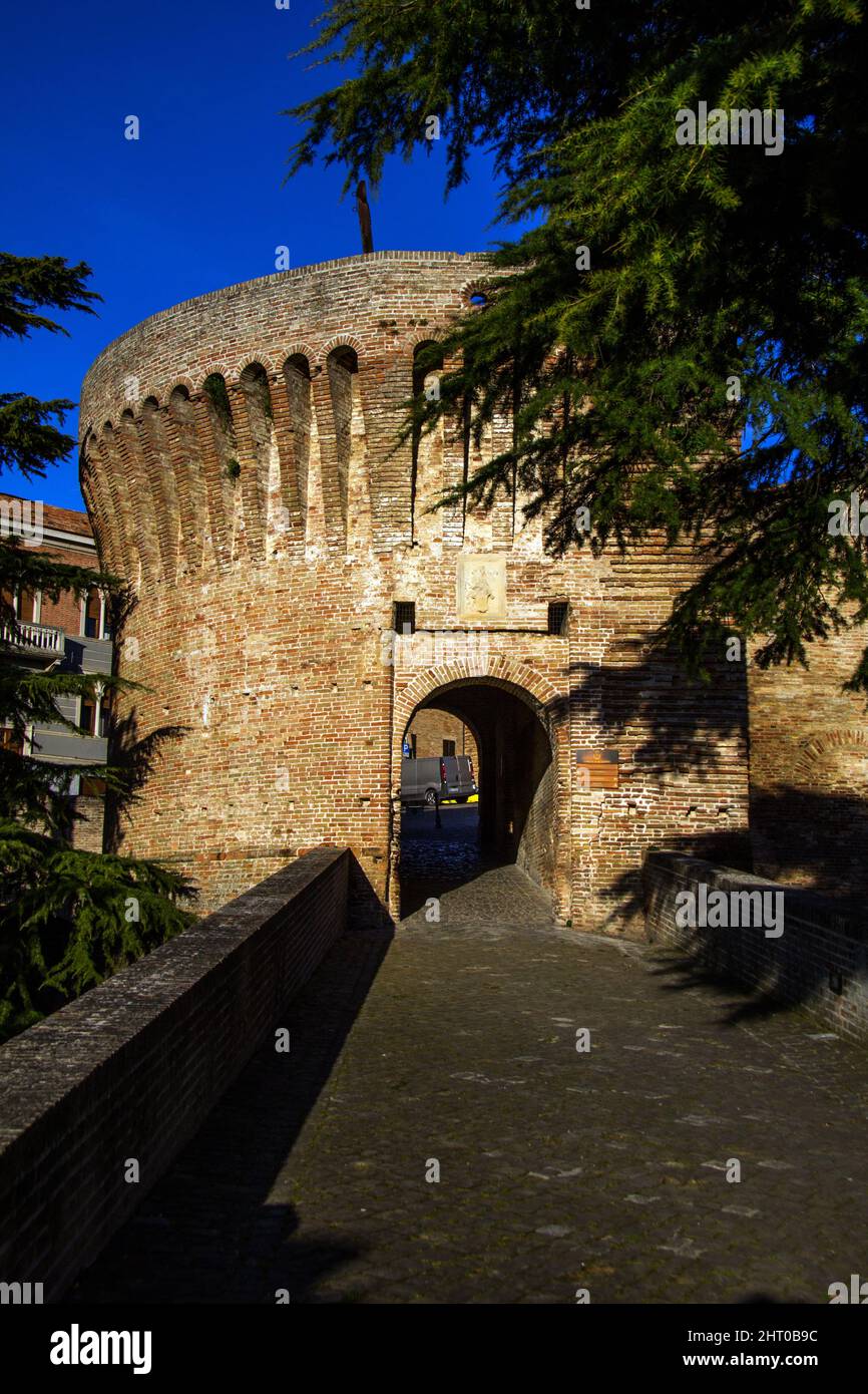 Panoramic view of the Rocca Roverasca of Mondavio, in Italy Stock Photo