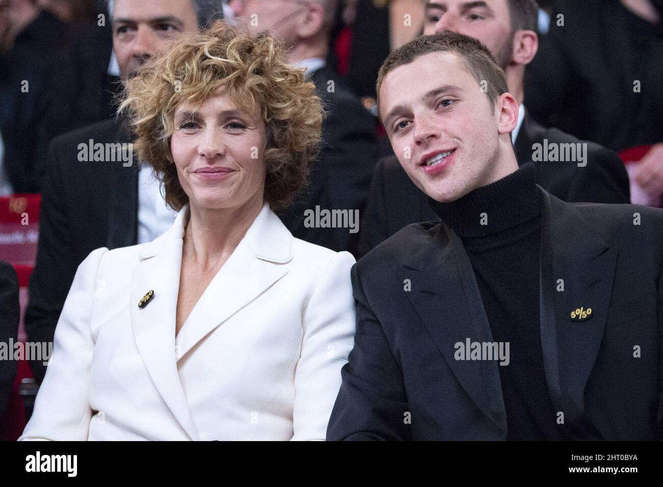 Paris France 25th Feb 2022 Cecile De France And Benjamin Voisin 