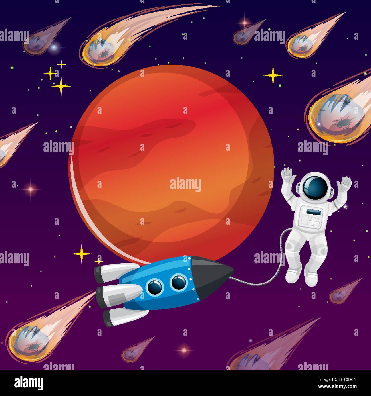 An astronaut in space with rocket illustration Stock Vector Image & Art ...